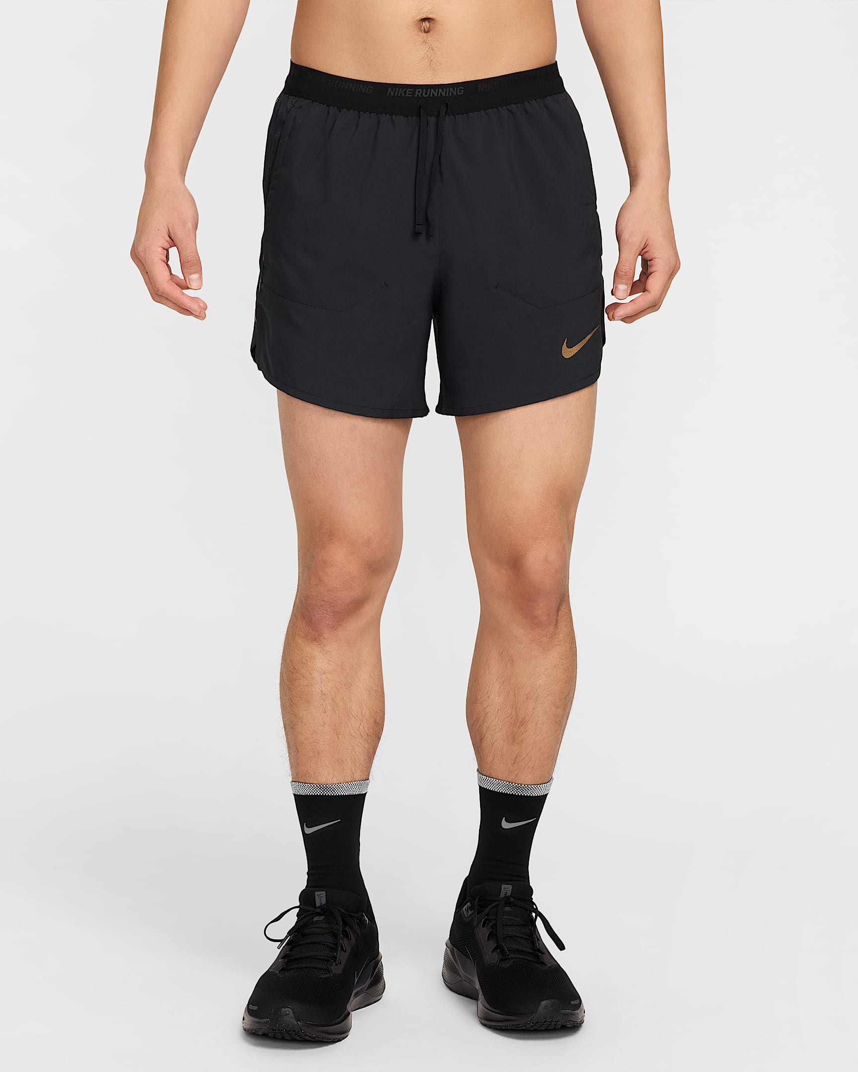 Nike x Jakob Men's Dri-FIT 12.5cm (approx.) Brief-Lined Running Shorts - Black/Black/Metallic Gold
