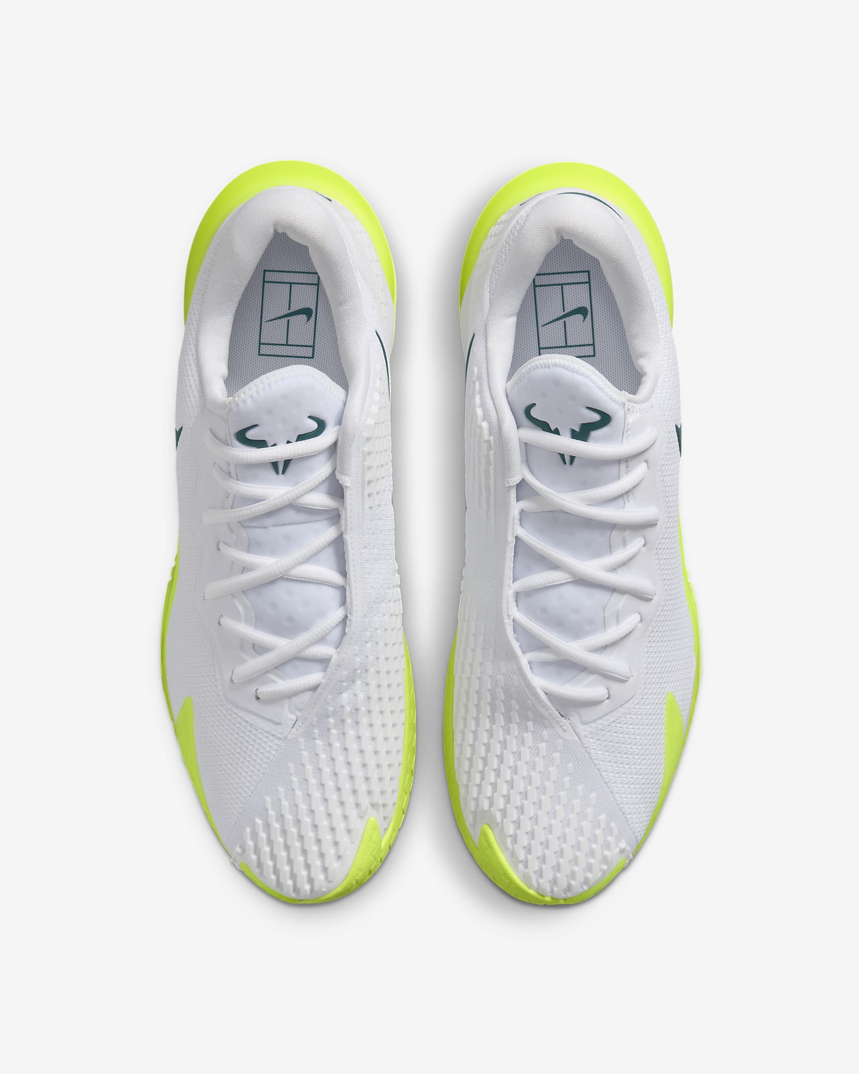 NikeCourt Zoom Vapor Cage 4 Rafa Men’s Hard Court Tennis Shoes - White/Volt/Geode Teal