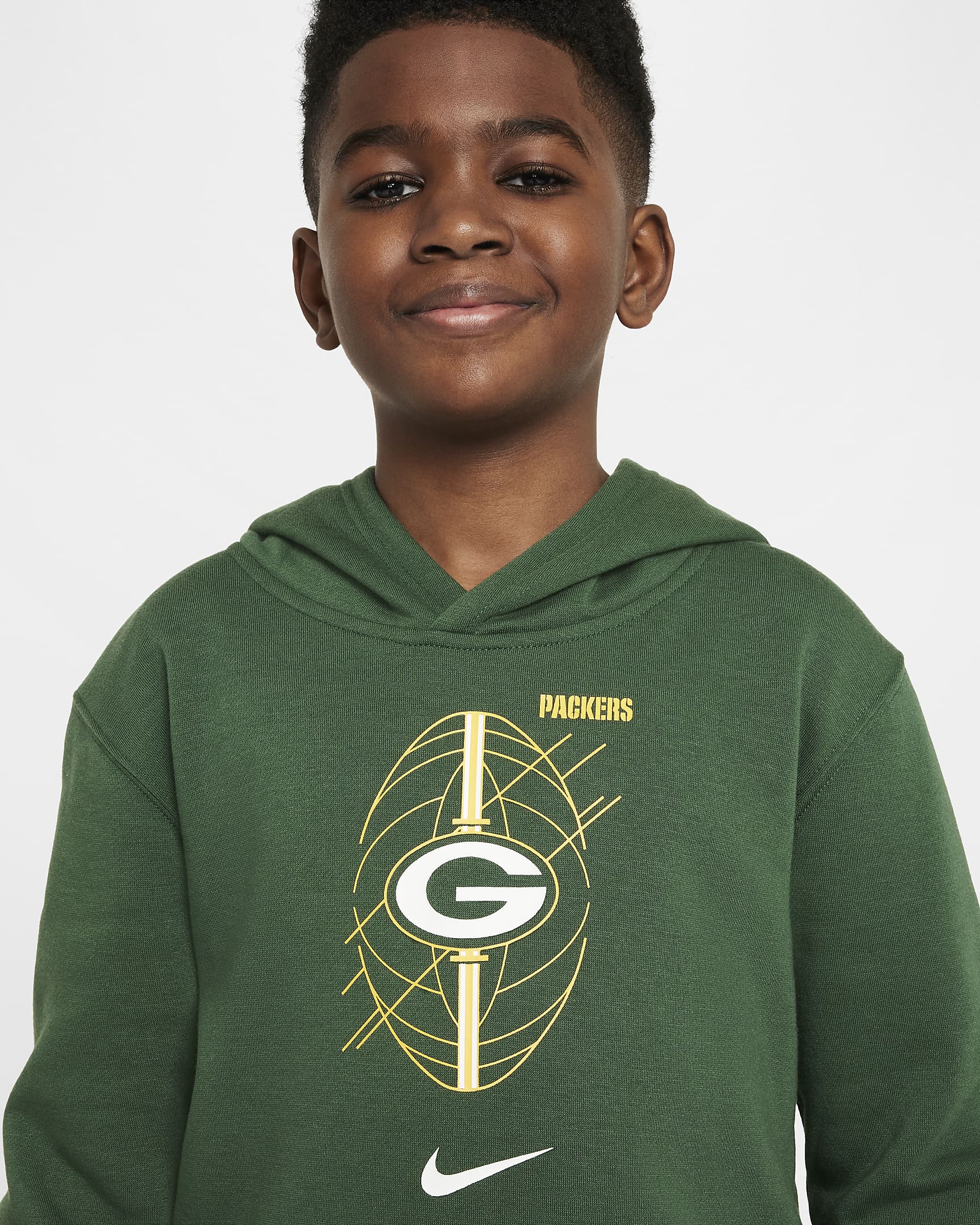 Green Bay Packers Icon Older Kids' Nike NFL Pullover Hoodie - Fir