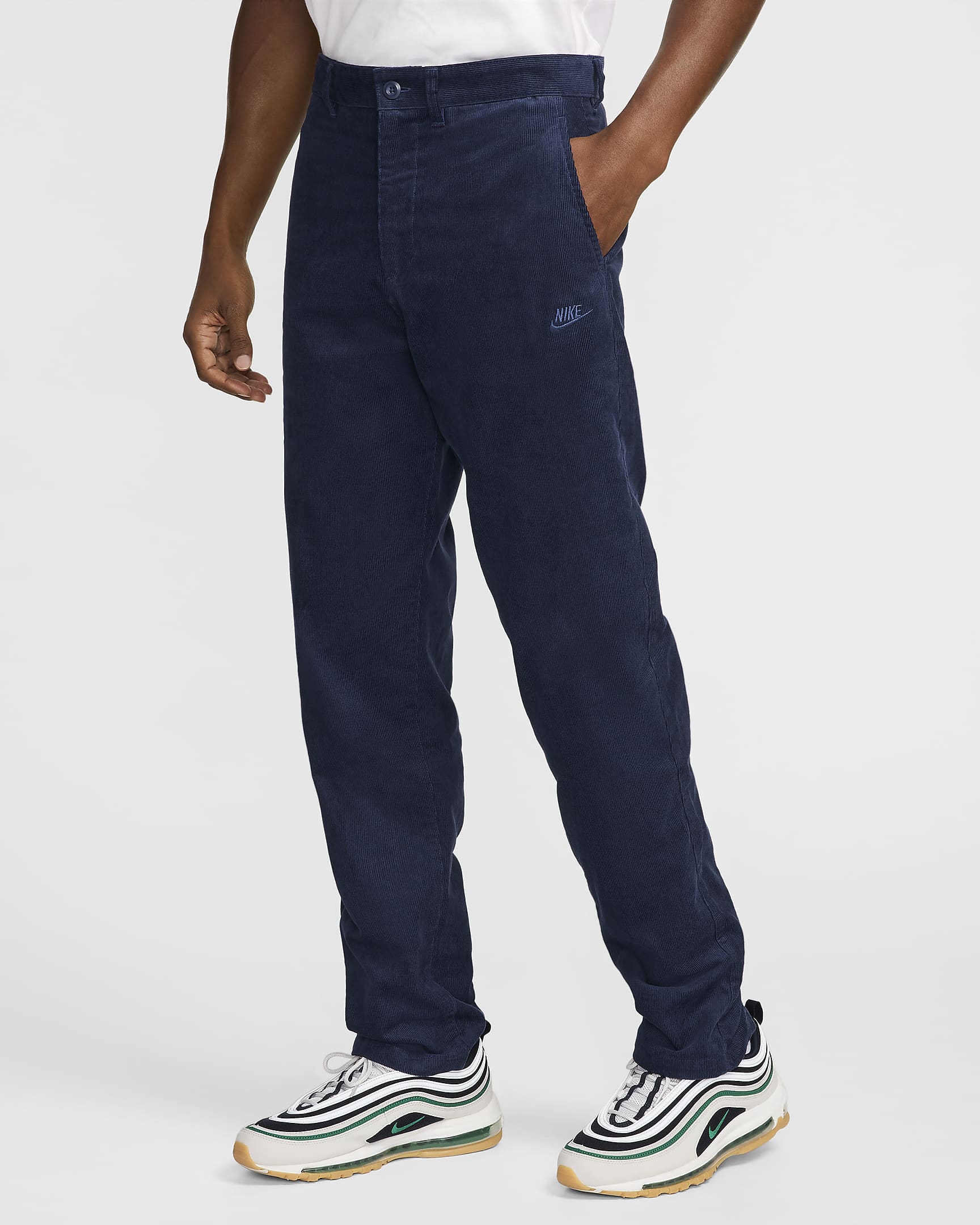 Pánské manšestrové chino kalhoty Nike Club - Midnight Navy