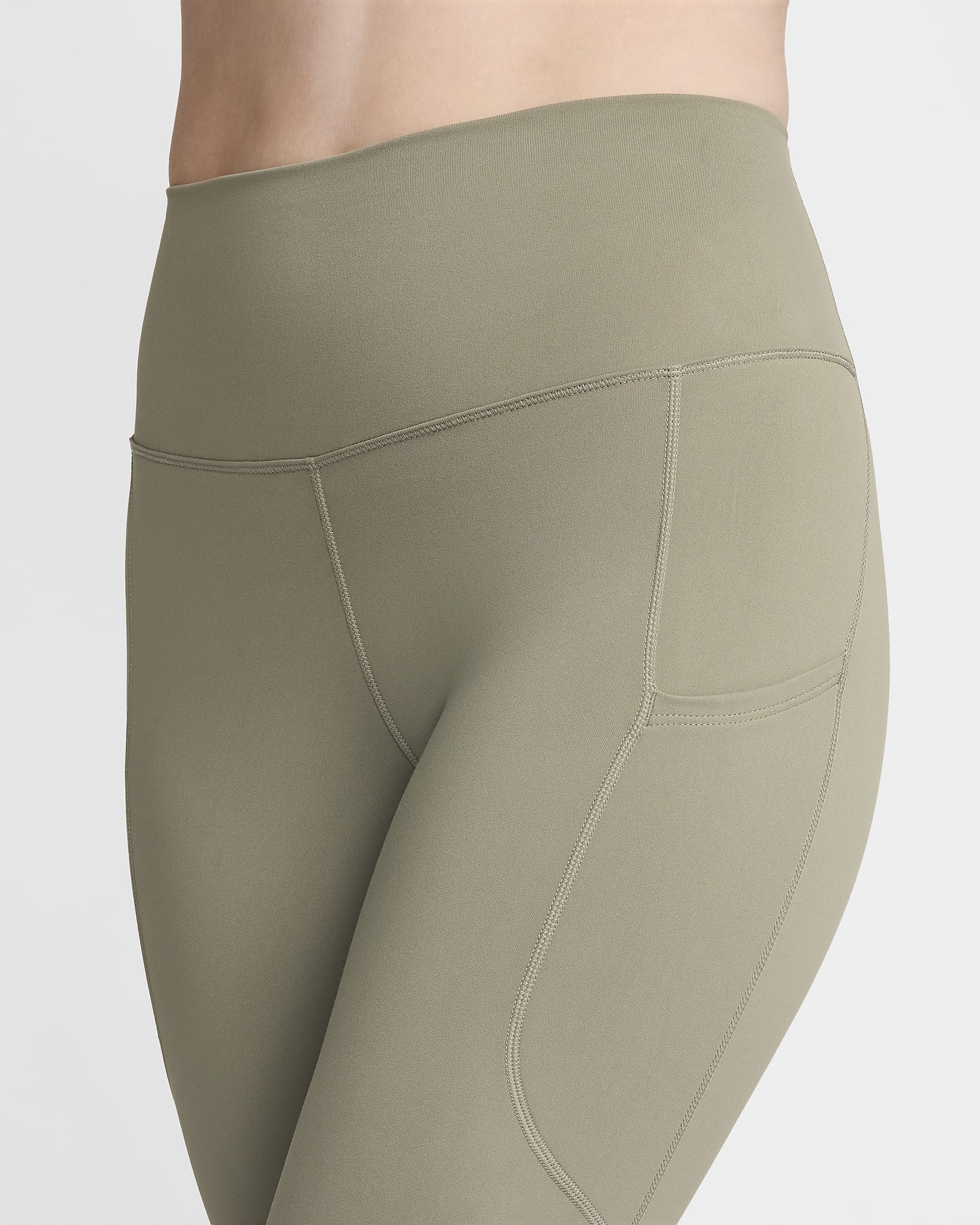 Leggings tiro alto de 7/8 con bolsillos para mujer Nike One - Militar claro/Negro