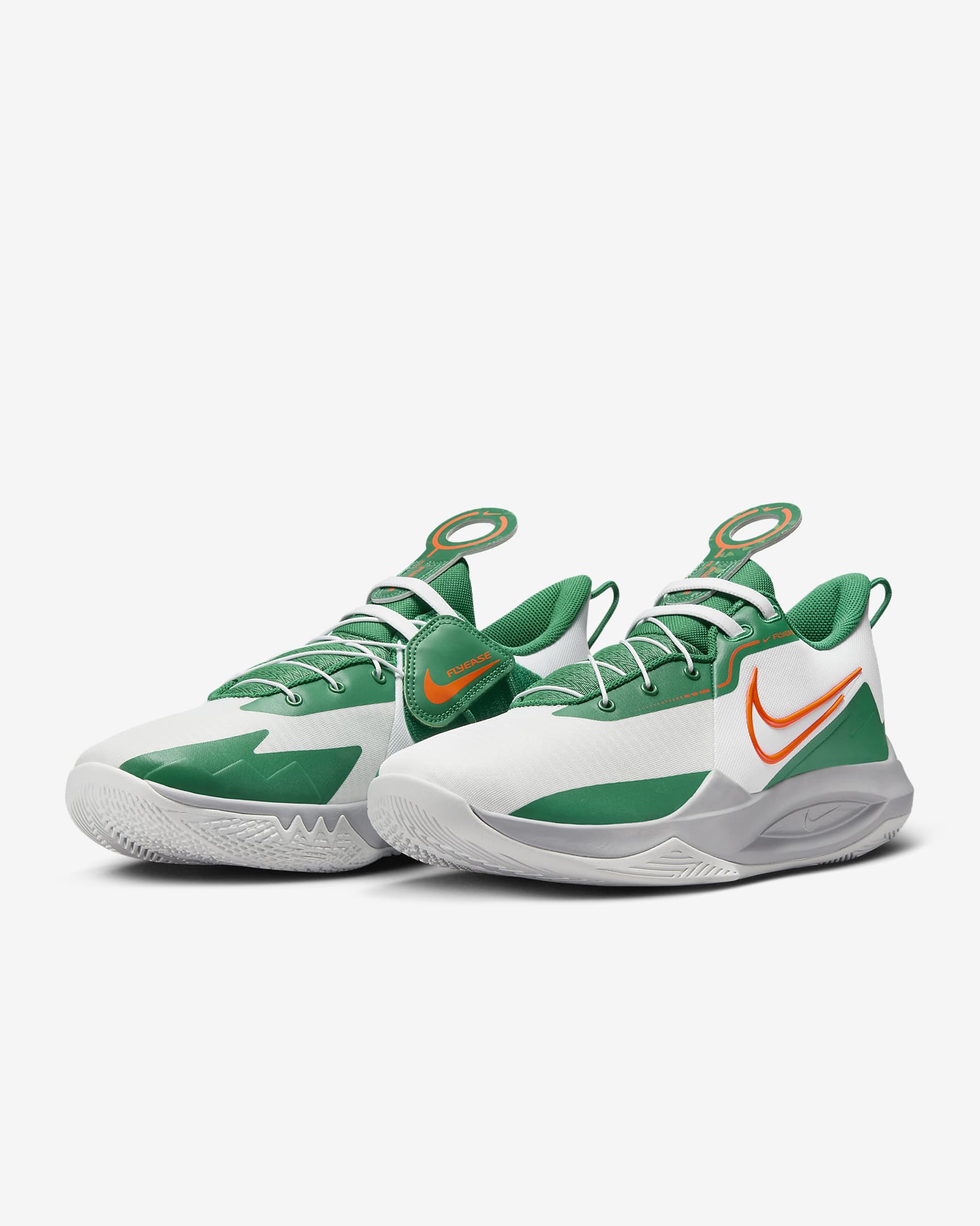 Nike Precision 6 FlyEase Basketball Shoes - White/Malachite/Sundial/Safety Orange