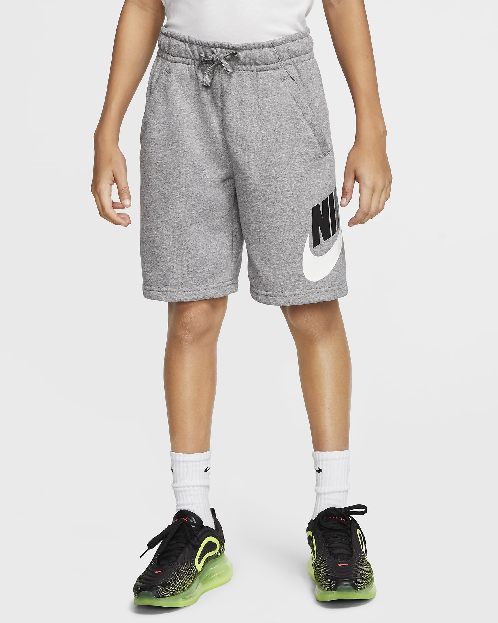 Nike Sportswear Club Fleece Big Kids’ Shorts - Carbon Heather/Smoke Grey