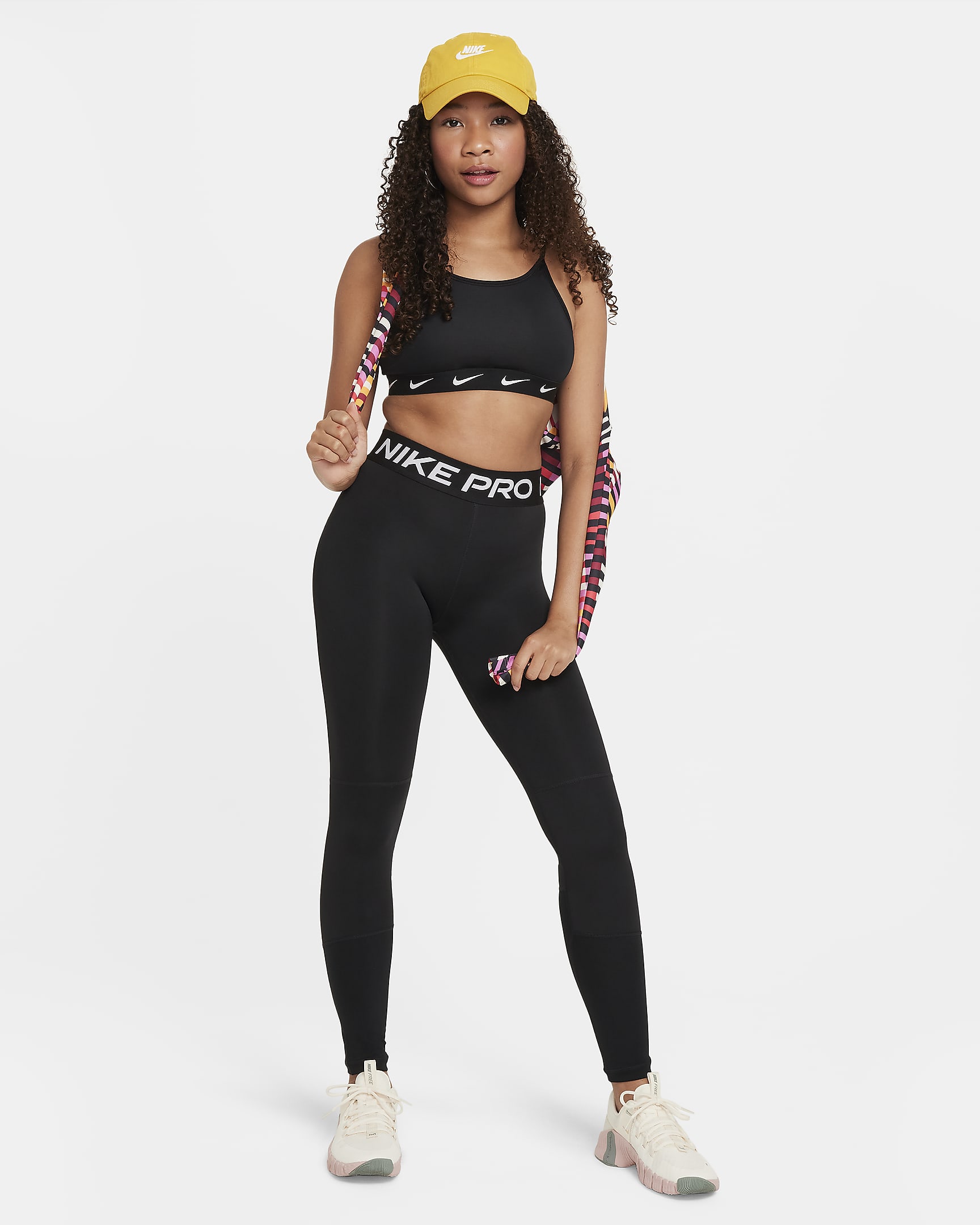 Nike Pro Dri-FIT Big Kids' (Girls') Leggings - Black/White