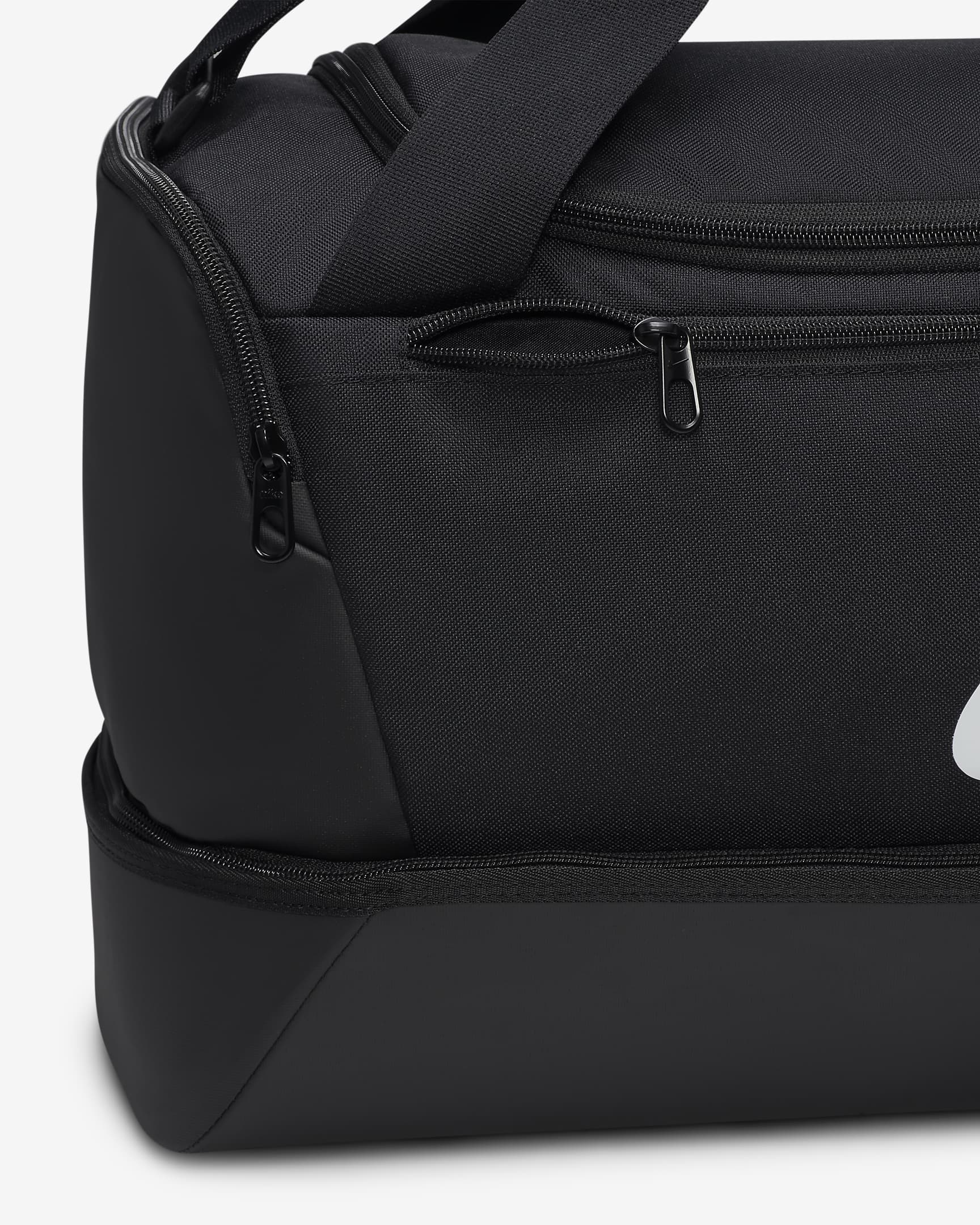 Nike Academy Team Bolsa de deporte de fútbol rígida (Mediana, 37 l) - Negro/Negro/Blanco