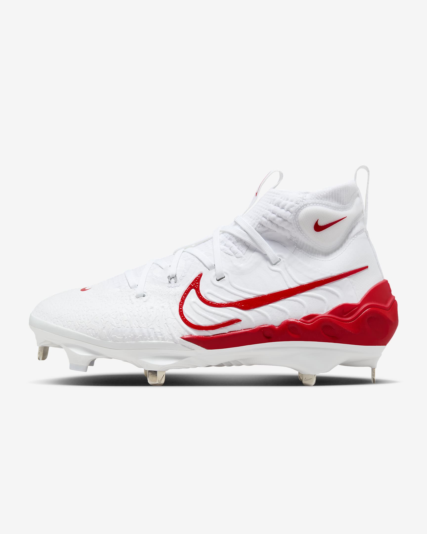 Tacos de béisbol para hombre Nike Alpha Huarache NXT - Blanco/Platino puro/Rojo universitario