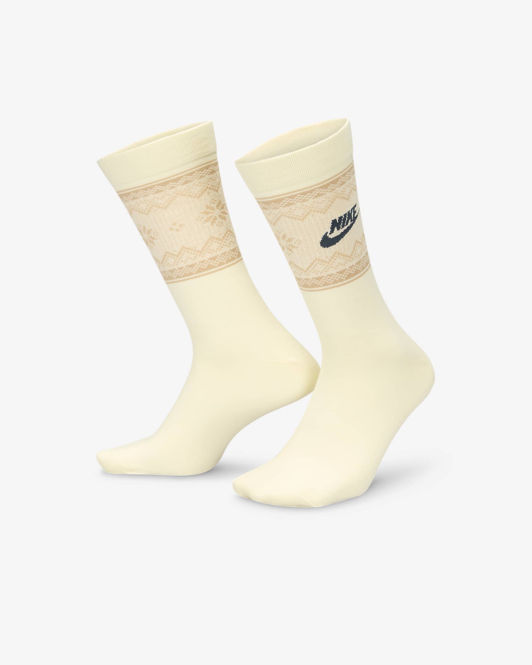 Nike Everyday Essentials Crew Socks (1 Pair) - Coconut Milk/Hemp/Armoury Navy