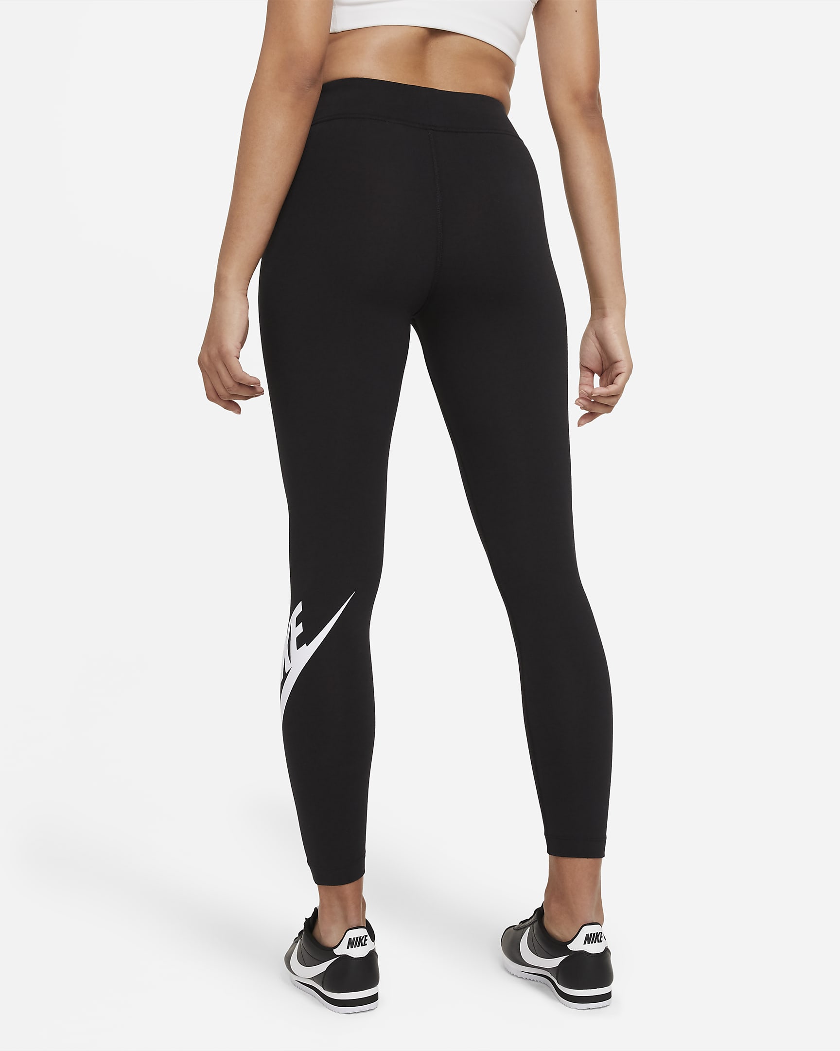 nike high waisted logo waistband black leggings