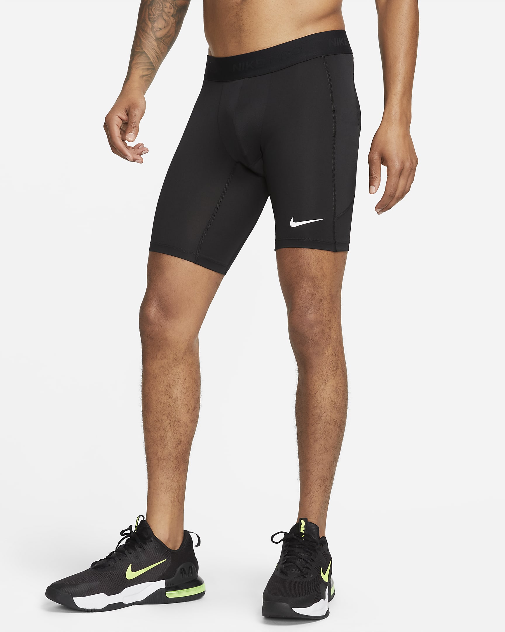 Short de fitness long Dri-FIT Nike Pro pour homme - Noir/Blanc