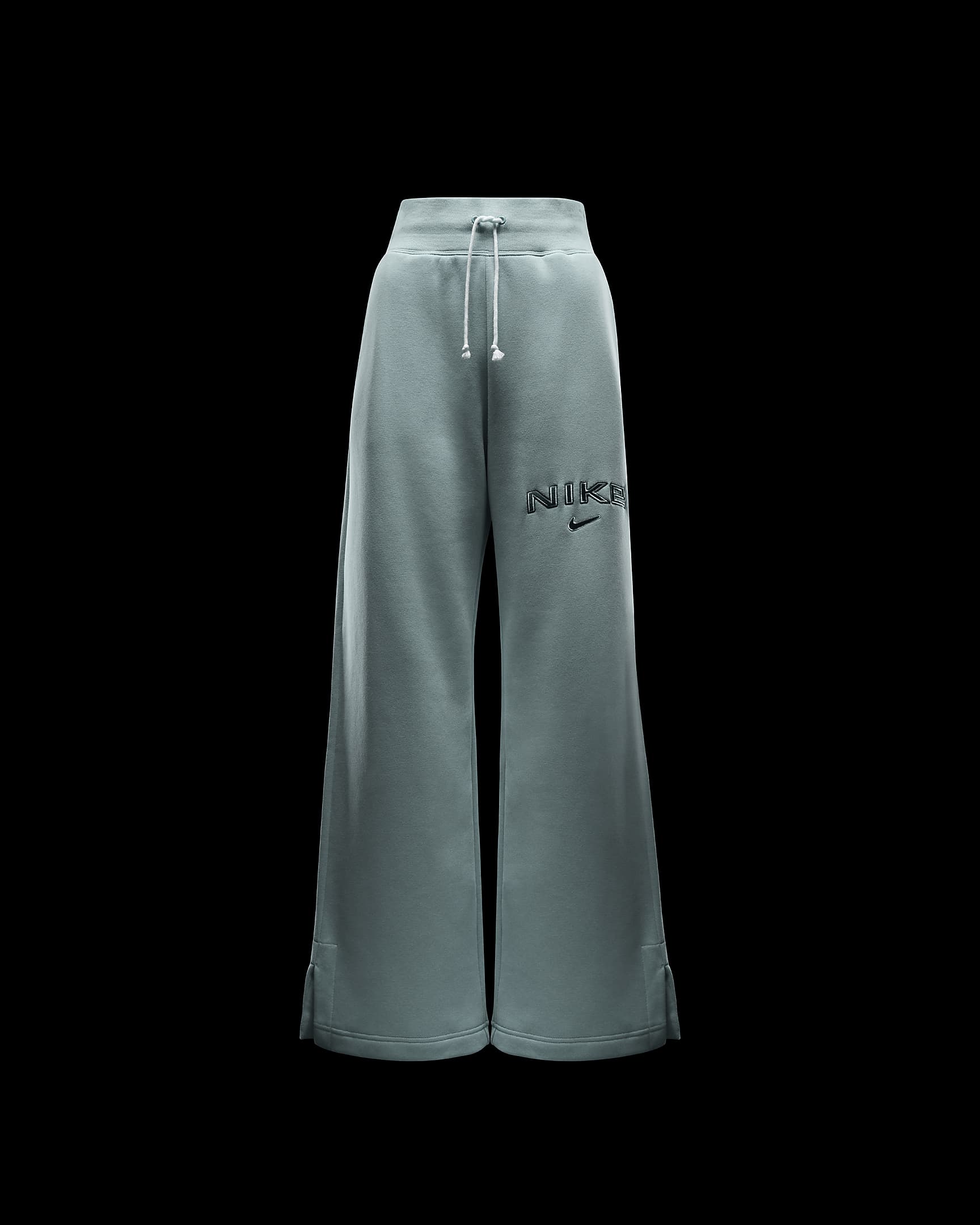 Pants con logotipo de piernas anchas y tiro alto para mujer Nike Sportswear Phoenix Fleece - Horizonte jade