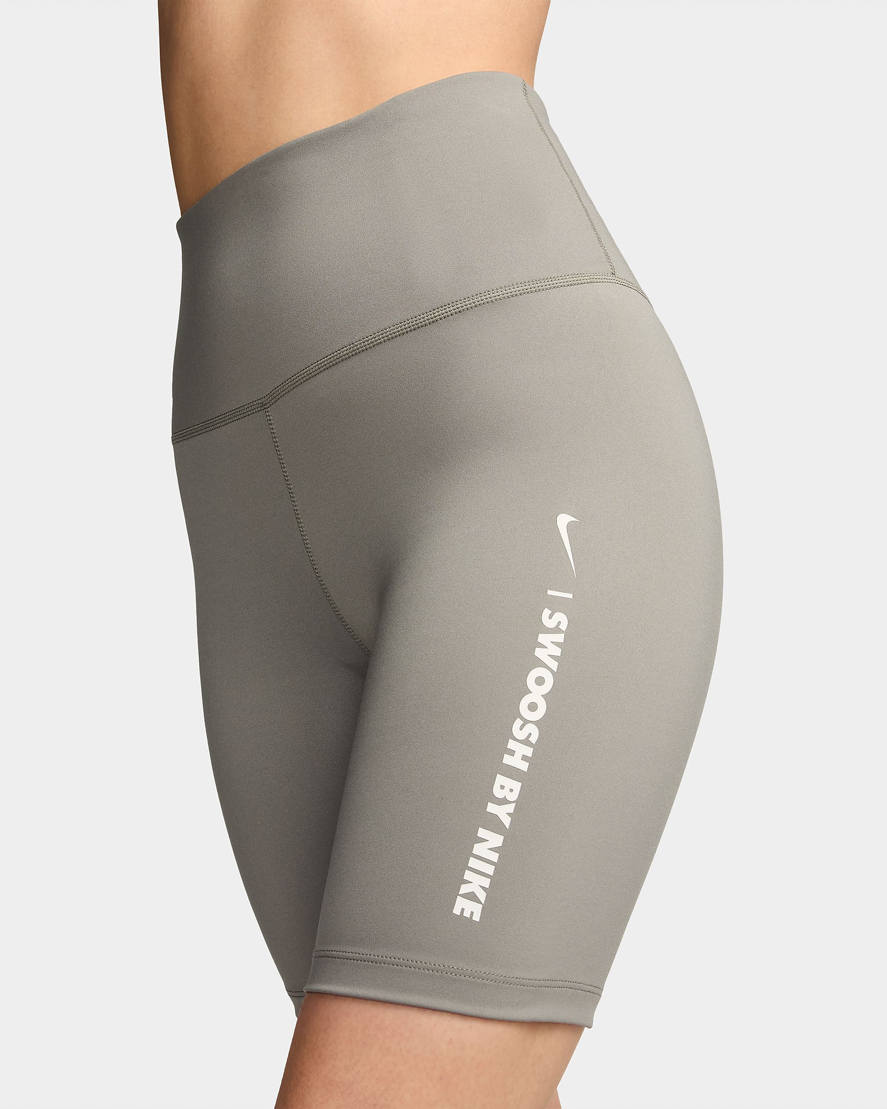 Nike One bikeshorts met hoge taille voor dames (18 cm) - Dark Stucco/Sail