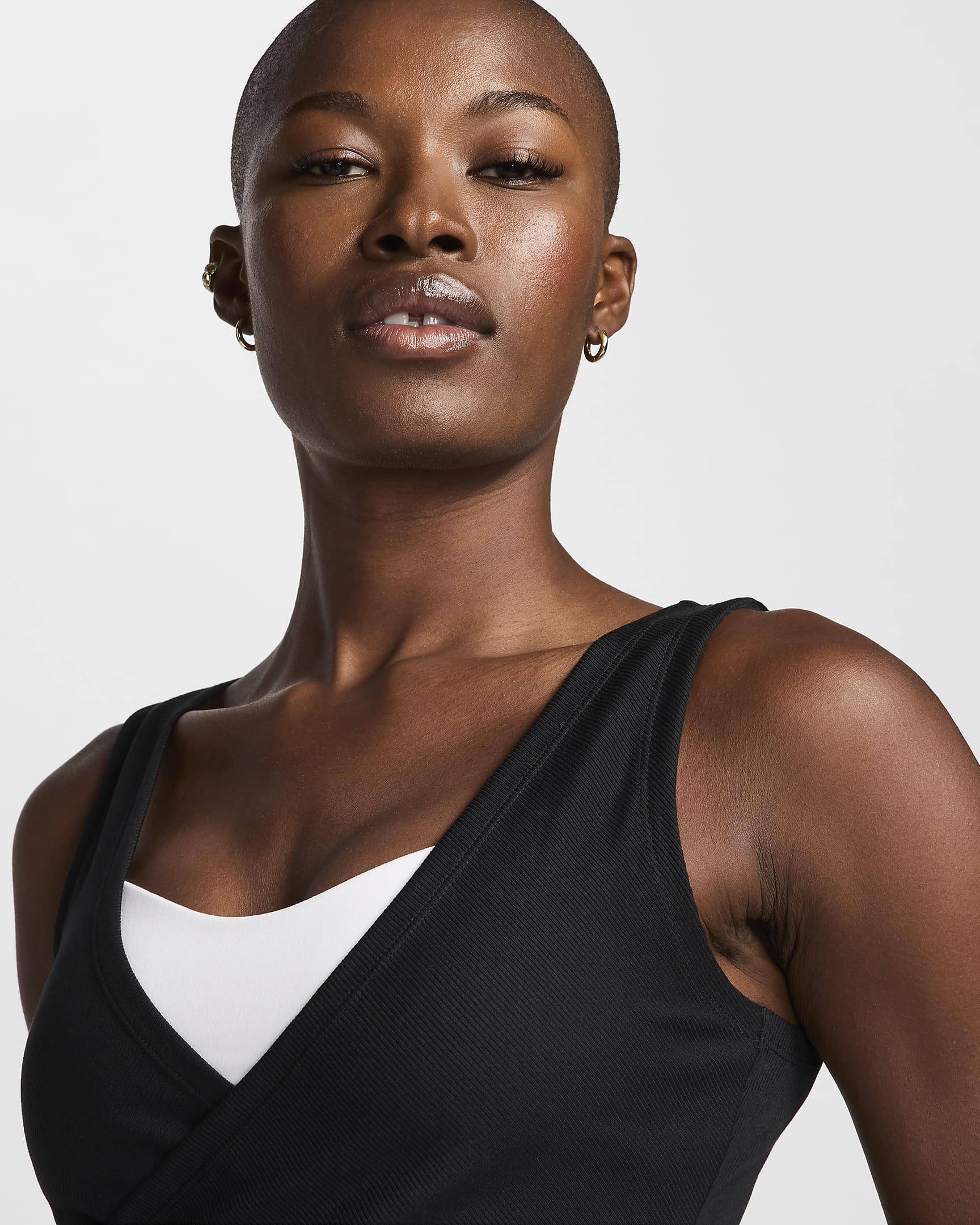 Nike One Fitted Rib Women's Dri-FIT Cropped Tank Top - Black/Black