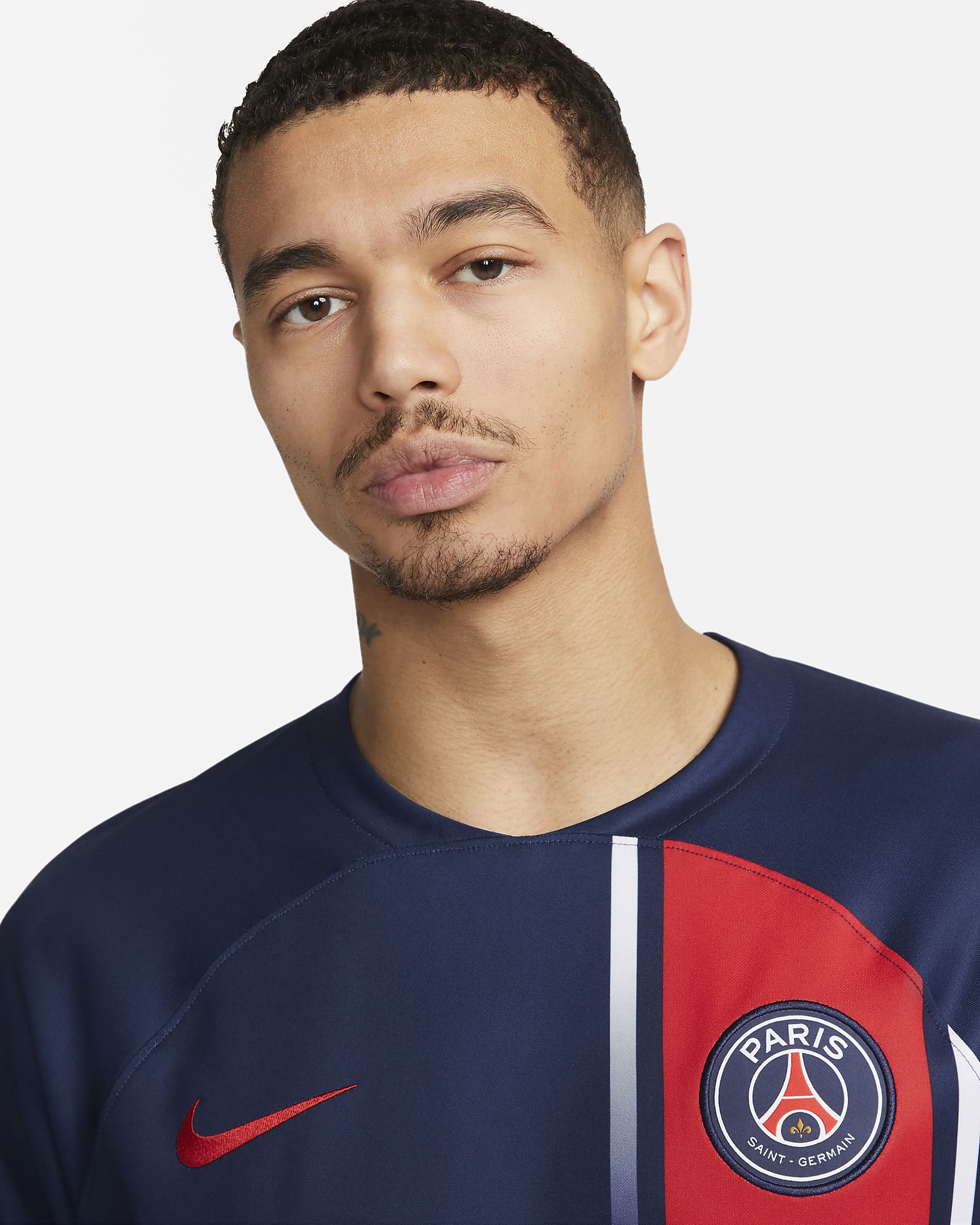 เสื้อแข่งฟุตบอลผู้ชาย Nike Dri-FIT Paris Saint-Germain 2023/24 Stadium Home - Midnight Navy/University Red/University Red