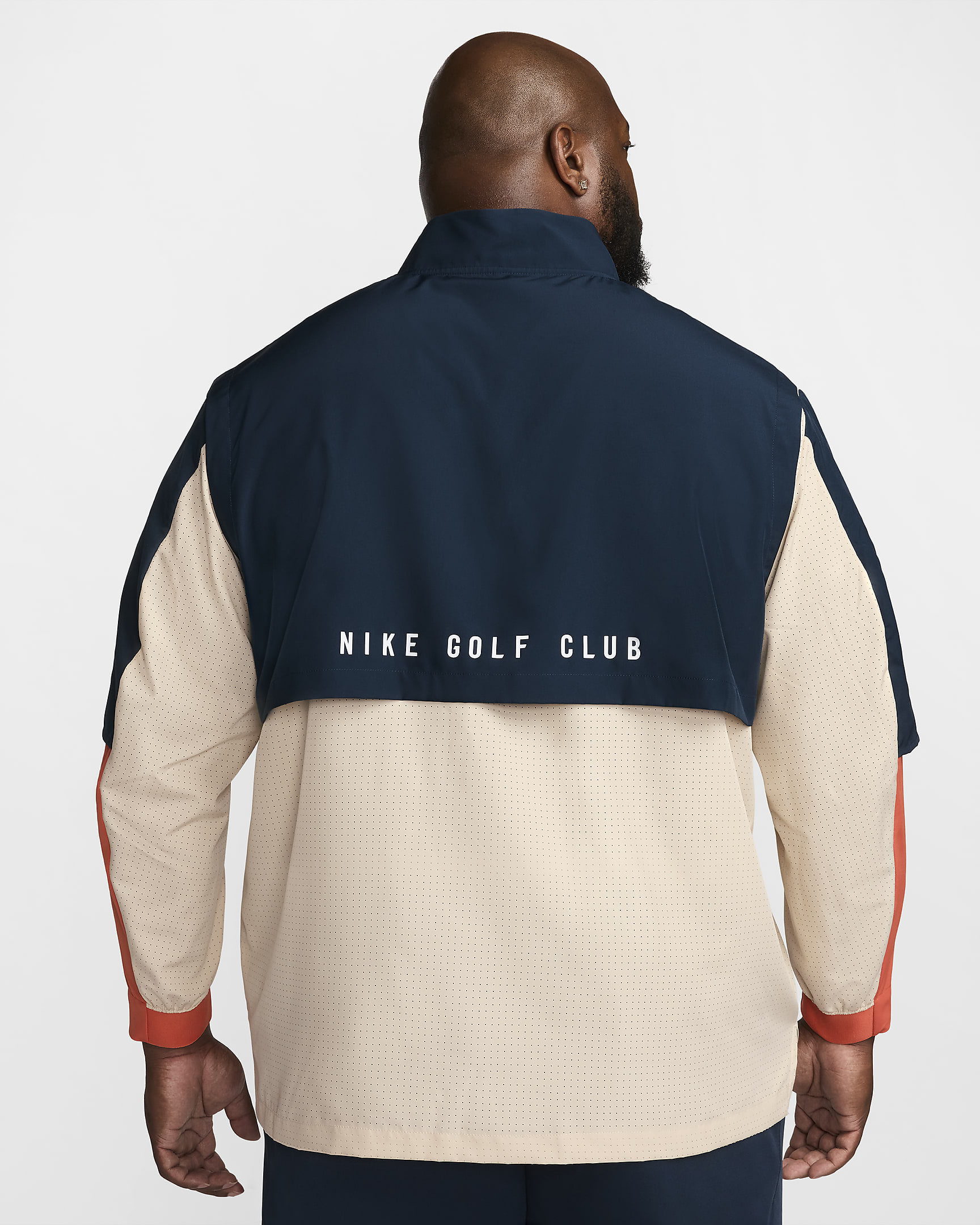 Nike Golf Club Men's Dri-FIT 1/2-Zip Golf Jacket - Sand Drift/Armoury Navy/Vintage Coral/White