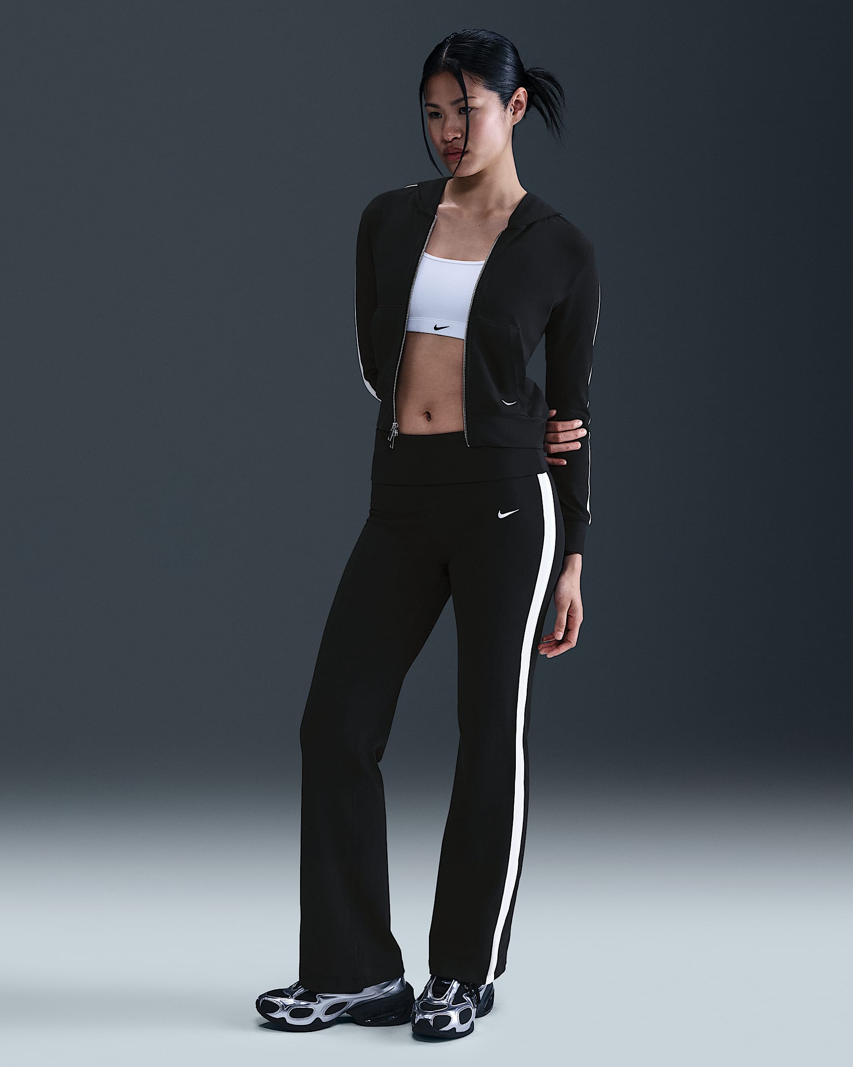 Nike Sportswear Hose mit hohem Bund für Damen - Schwarz/Weiß