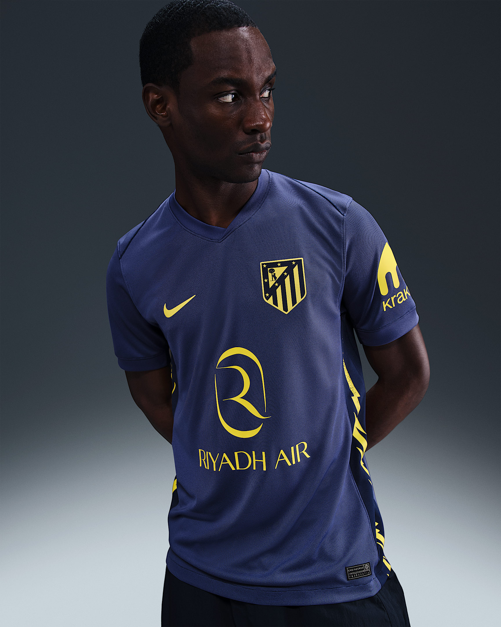 Segunda equipación Stadium Atlético de Madrid 2025/26 Camiseta de fútbol Replica Nike Dri-FIT - Hombre - Binary Blue/Dark Purple Dust/Vibrant Yellow
