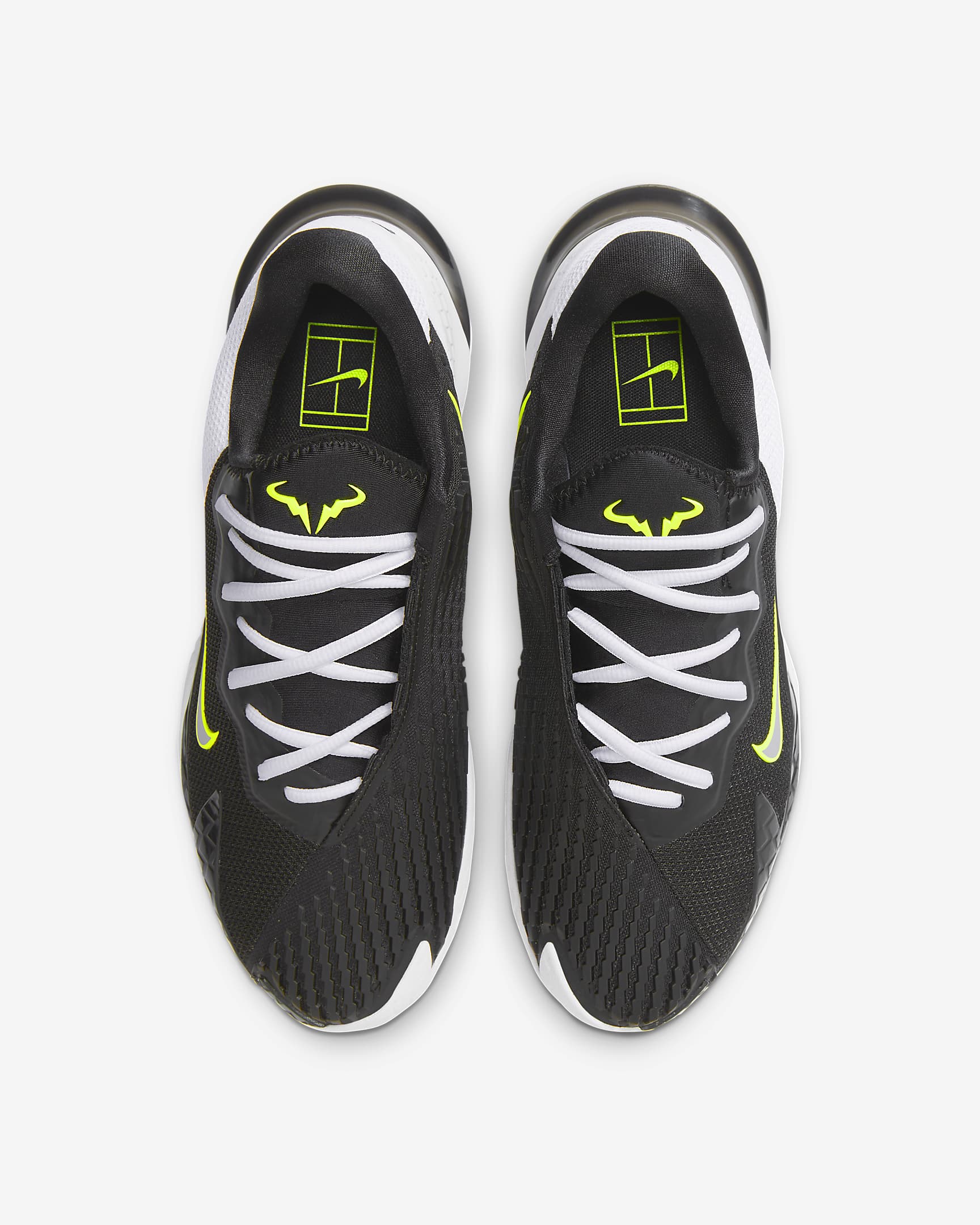 NikeCourt Vapor Cage 4 Rafa Men's Hard Court Tennis Shoes - Black/White/Volt/Metallic Silver