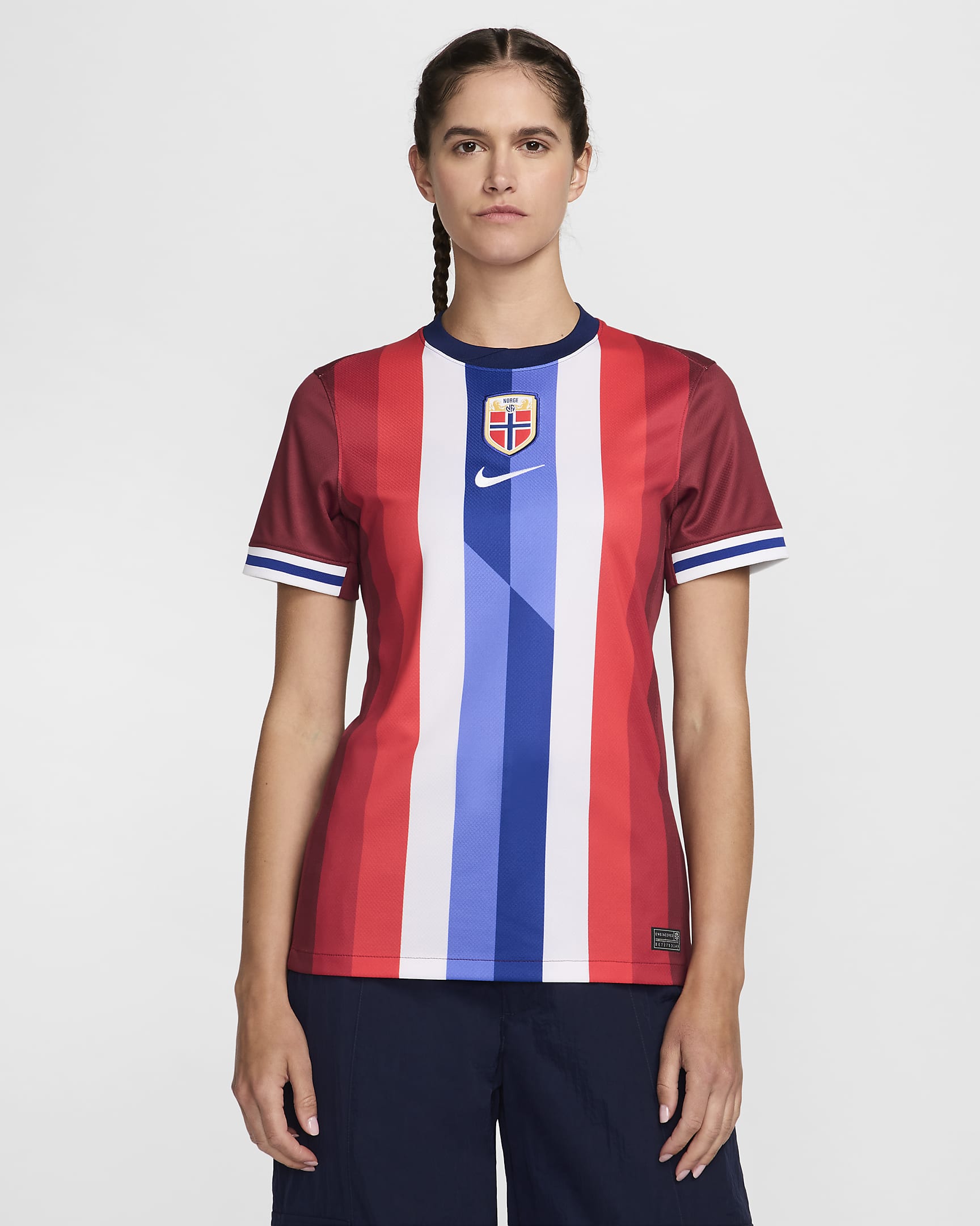 Norge 2024 Stadium (hjemmedrakt) Nike Dri-FIT Replica fotballdrakt til dame - Team Red/Blue Void/Hvit