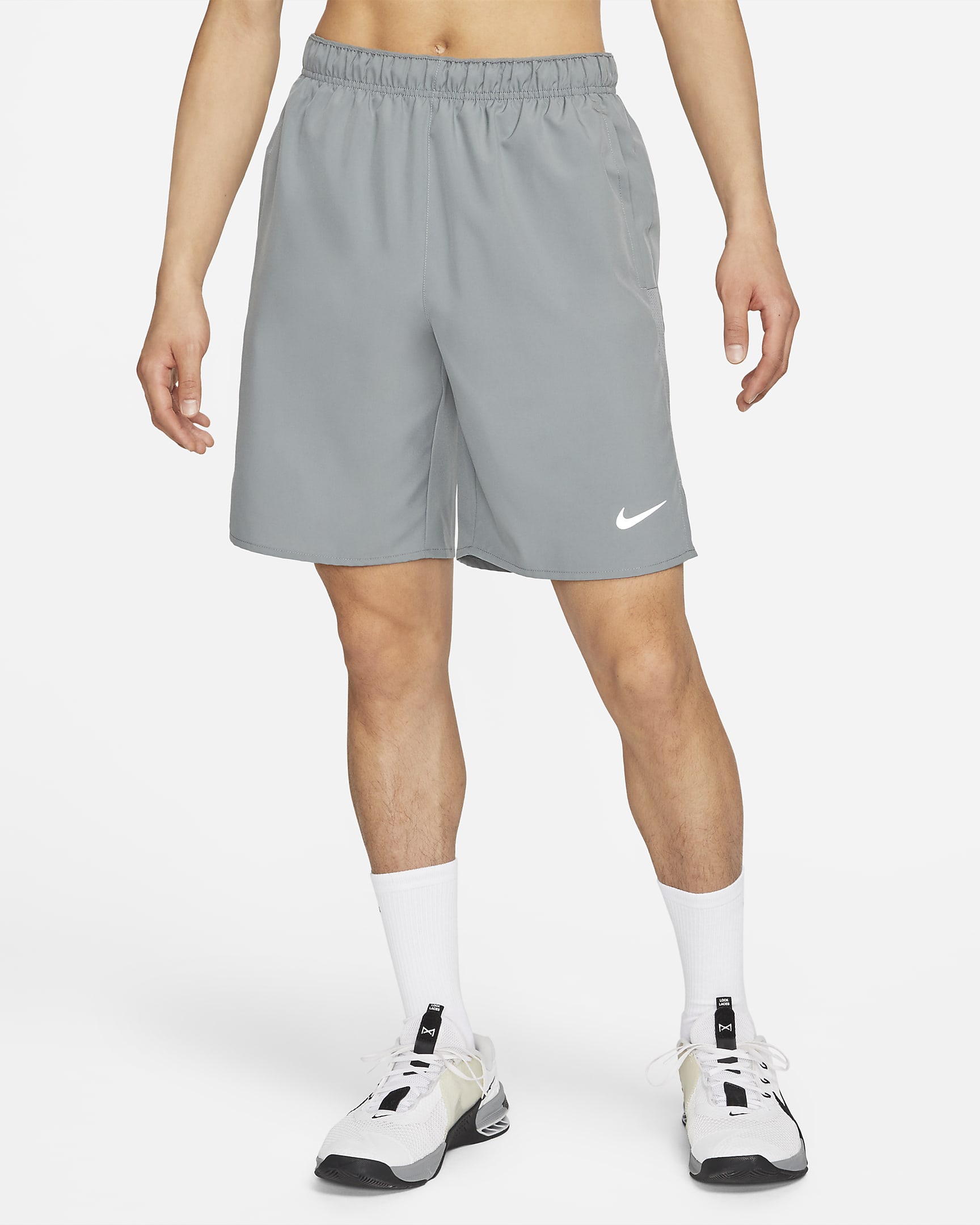 Nike Dri-FIT Challenger 男款 9" 無襯裡多功能短褲 - Smoke Grey/Smoke Grey/黑色