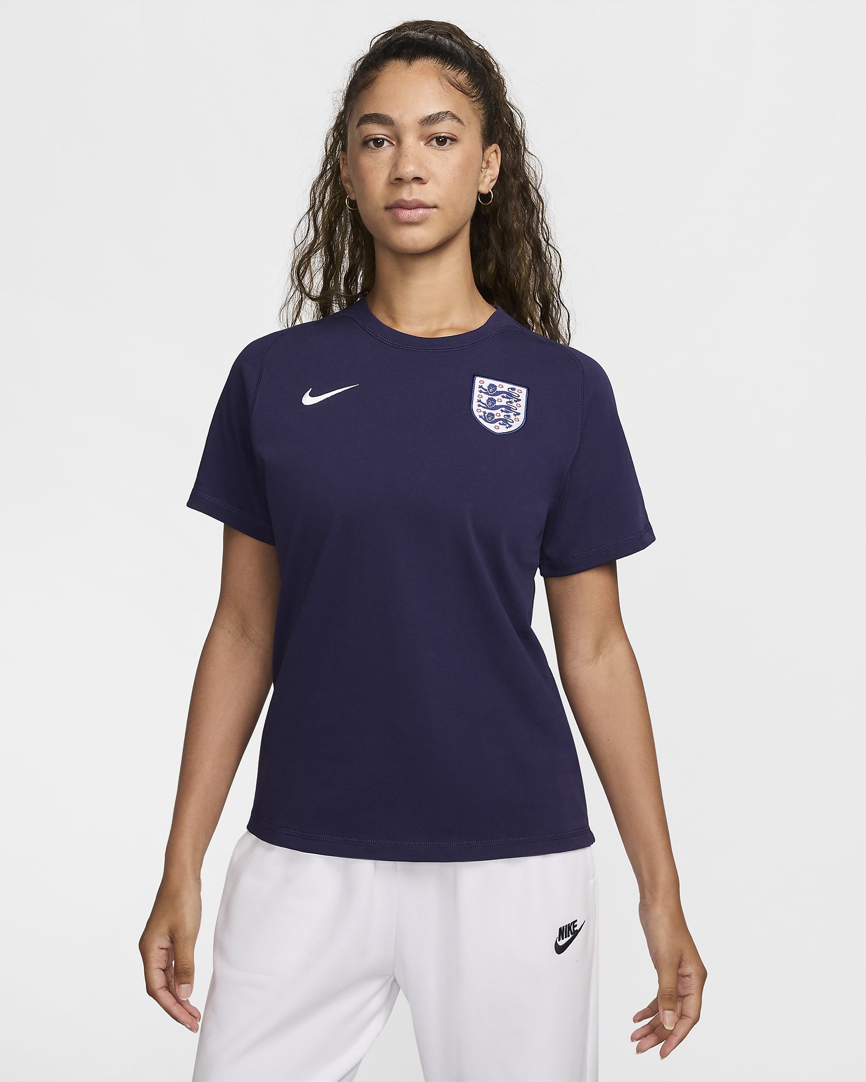 England Travel Nike Football Short-Sleeve Top - Purple Ink/Sesame/White