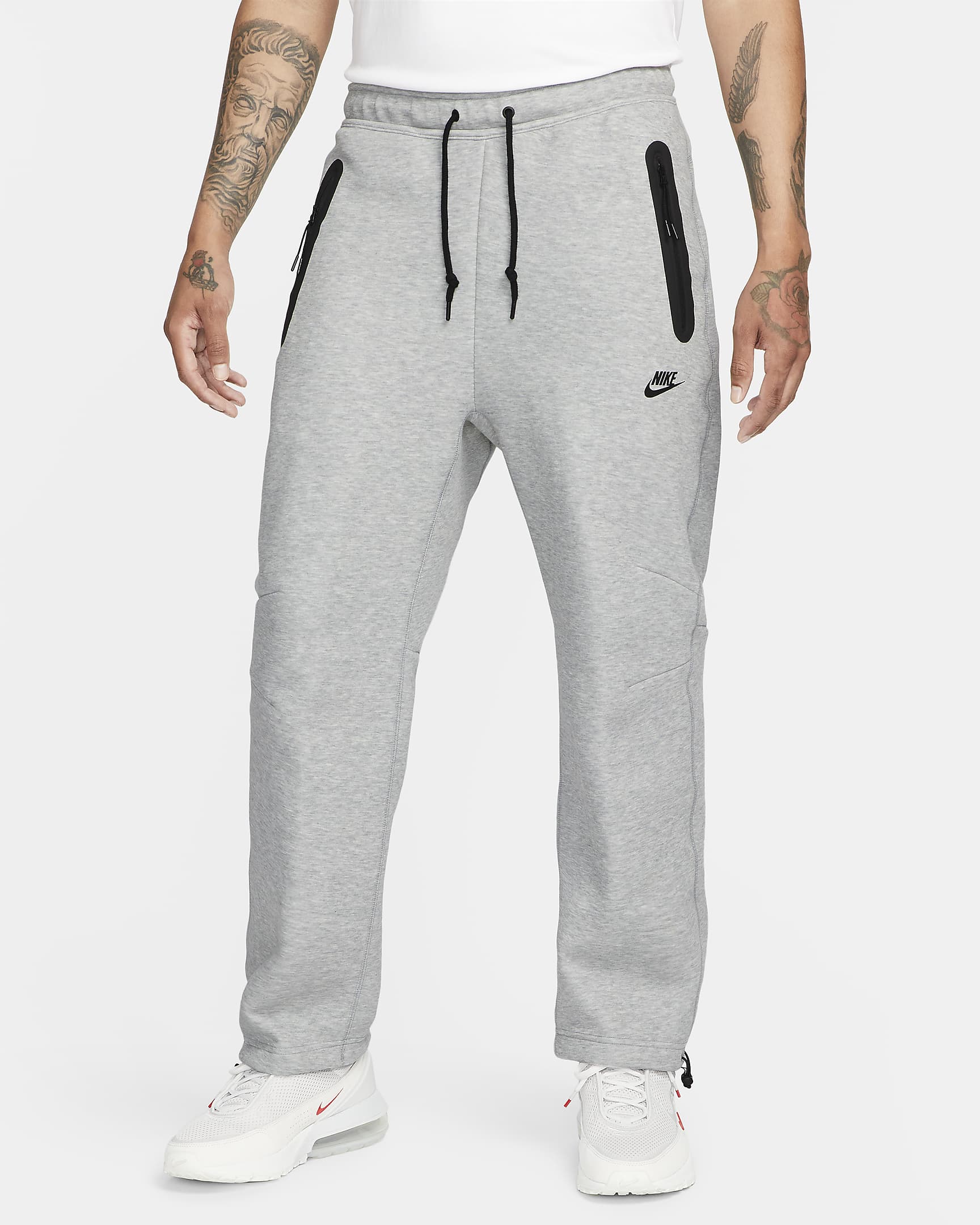 Pantalon de survêtement à ourlet ouvert Nike Sportswear Tech Fleece pour homme - Dark Grey Heather/Noir