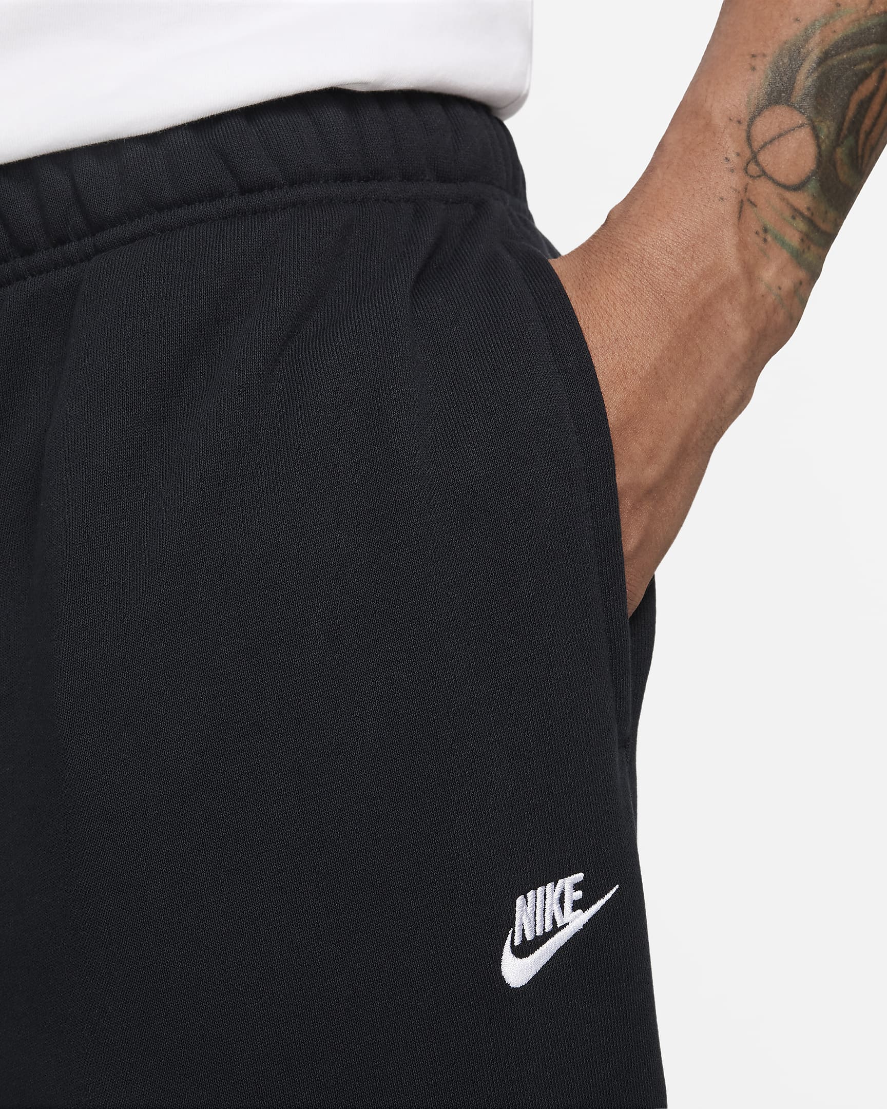 Nike Club Fleece Men's Oversized French Terry Trousers - Black/Black/White