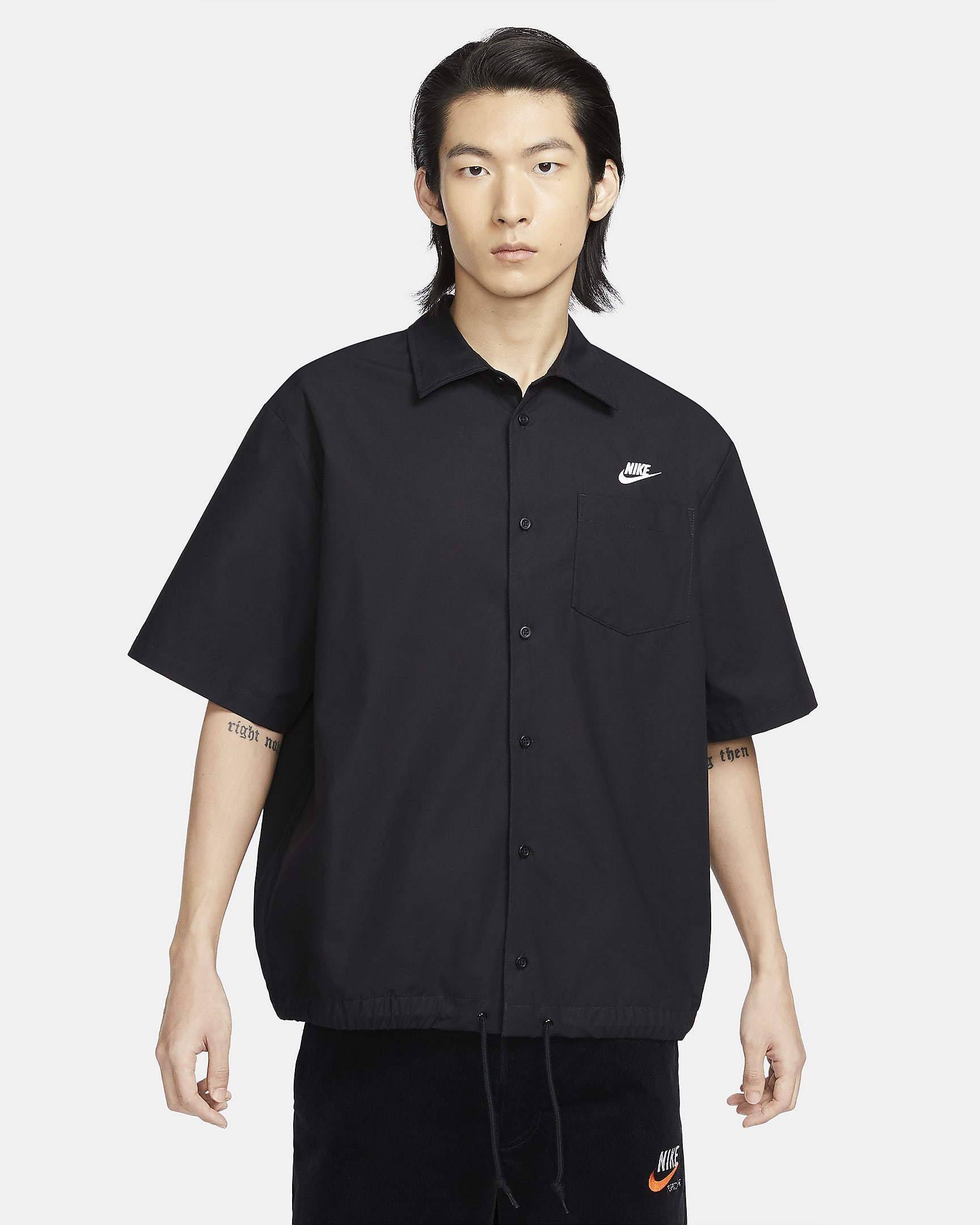 Nike Club Men's Short-Sleeve Oxford Button-Up Shirt - Black/White