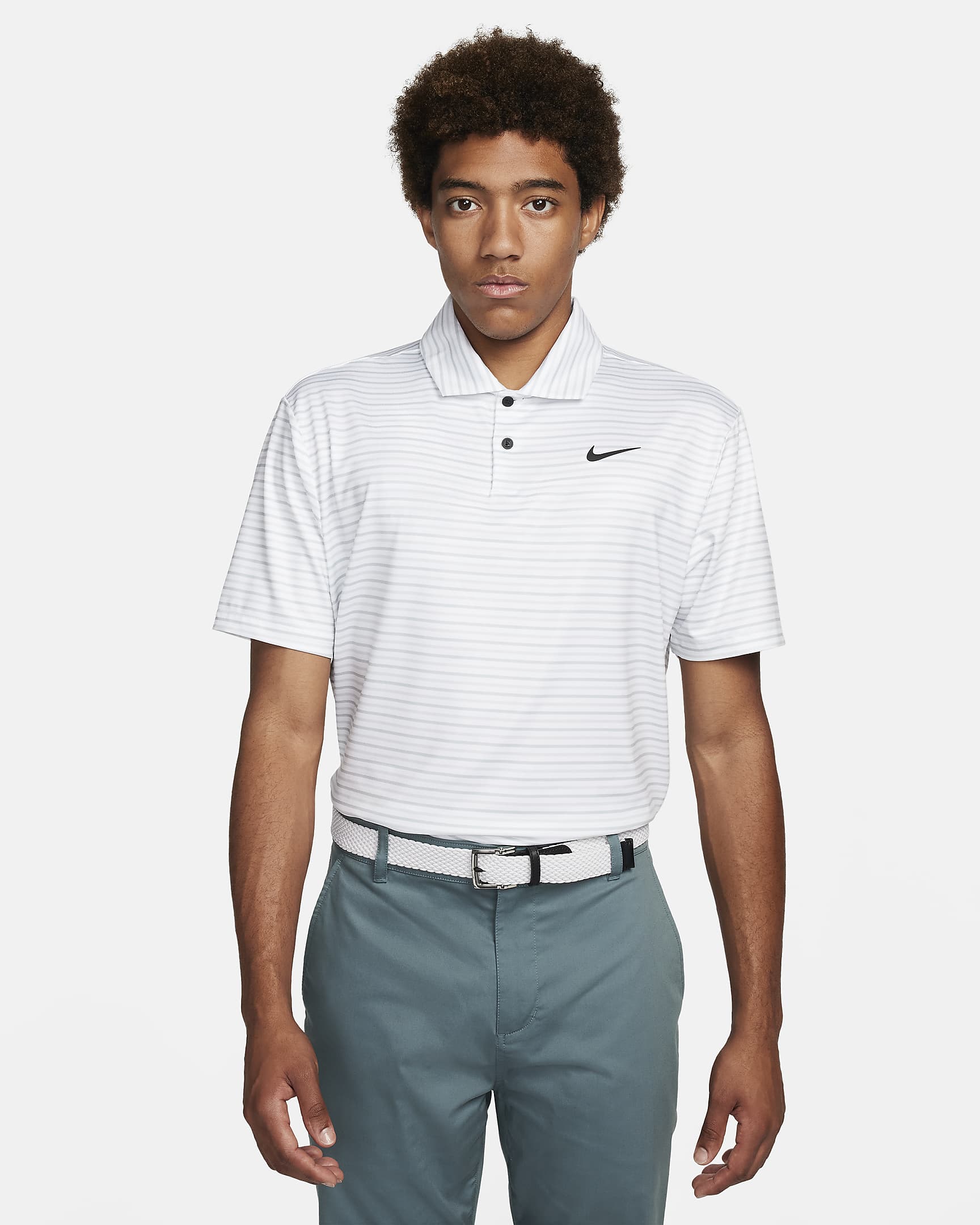 Polo de golf a rayas Dri-FIT para hombre Nike Tour - Blanco/Negro