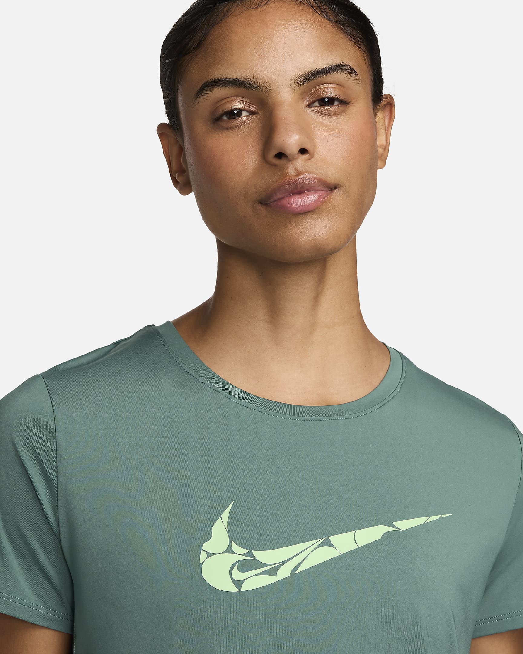 Haut de running à manches courtes Dri-FIT Nike One Swoosh pour femme - Bicoastal/Vapor Green