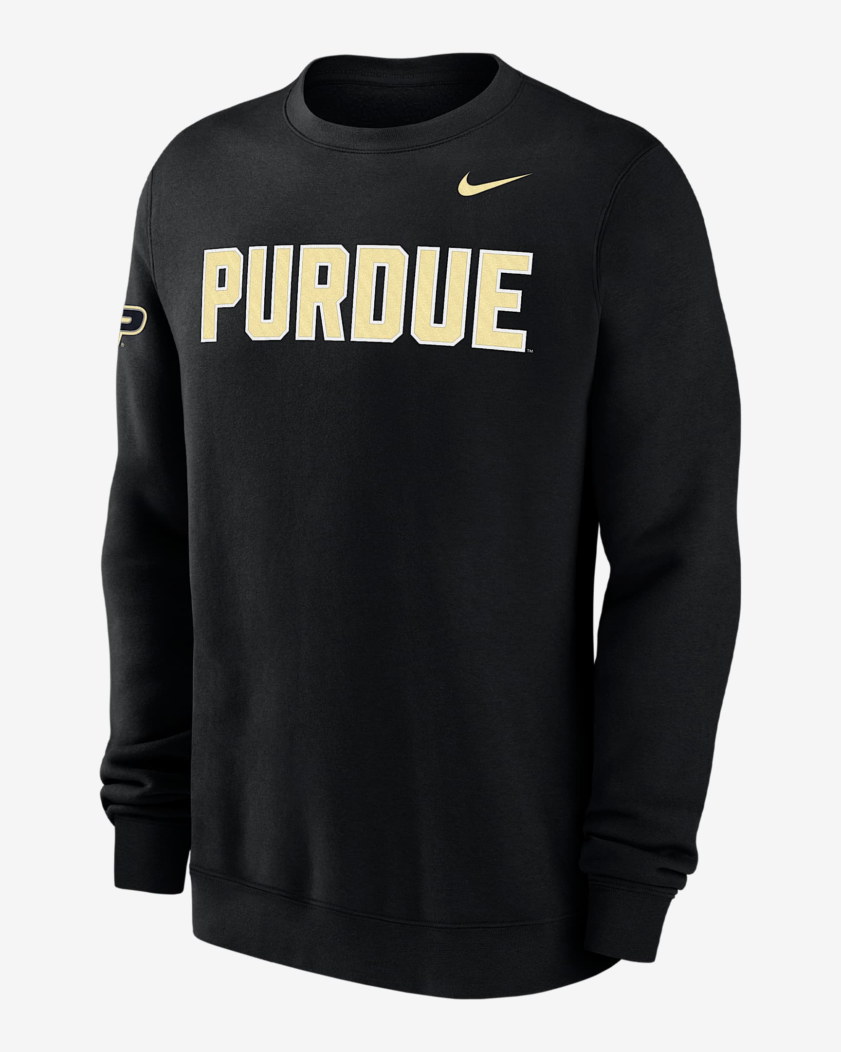 Purdue Club Fleece Men's Nike College Crew-Neck Sweatshirt - Black