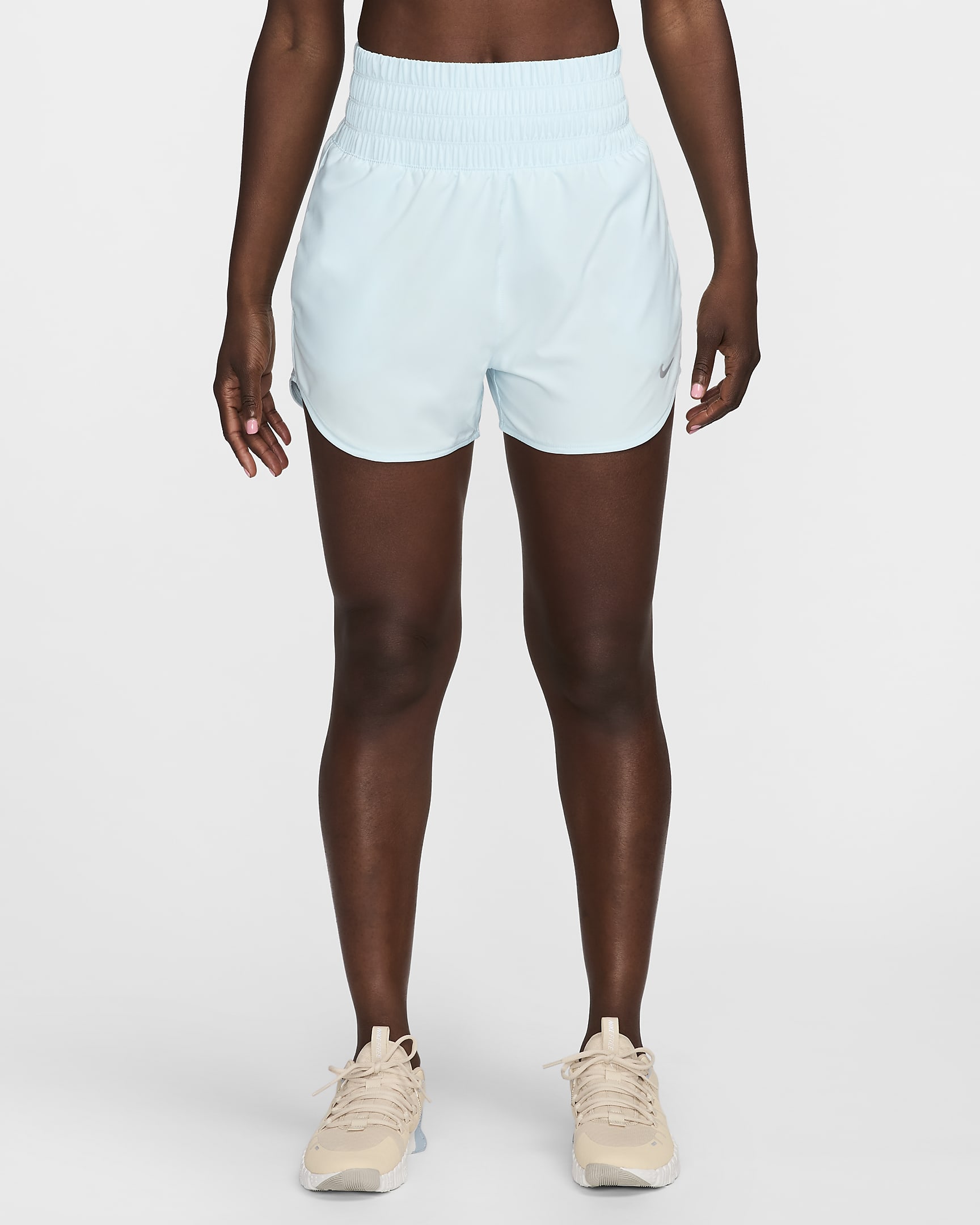 Shorts con forro de ropa interior Dri-FIT de tiro ultraalto de 8 cm para mujer Nike One - Azul glacial