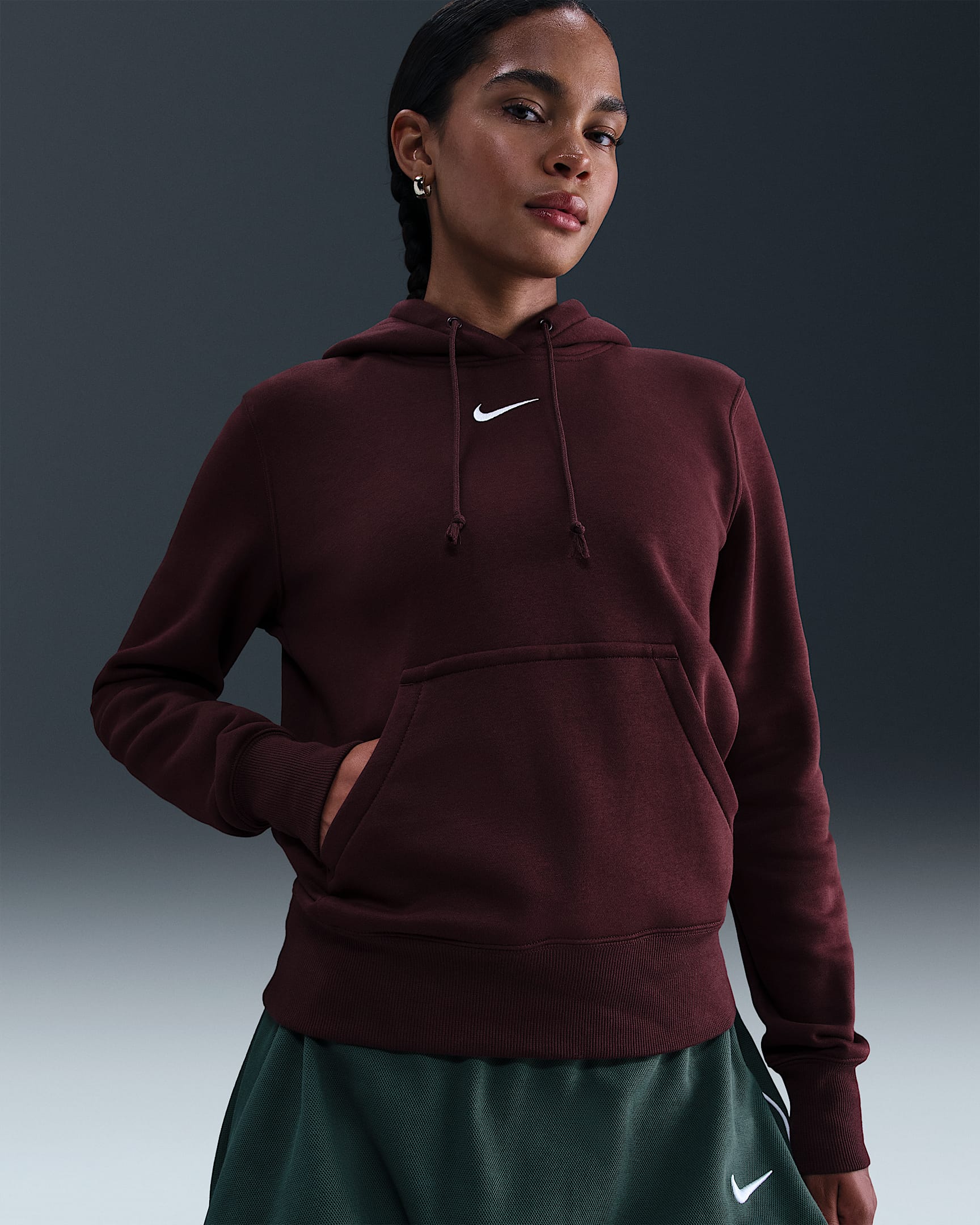 Huvtröja Nike Sportswear Phoenix Fleece för kvinnor - Burgundy Crush/Sail