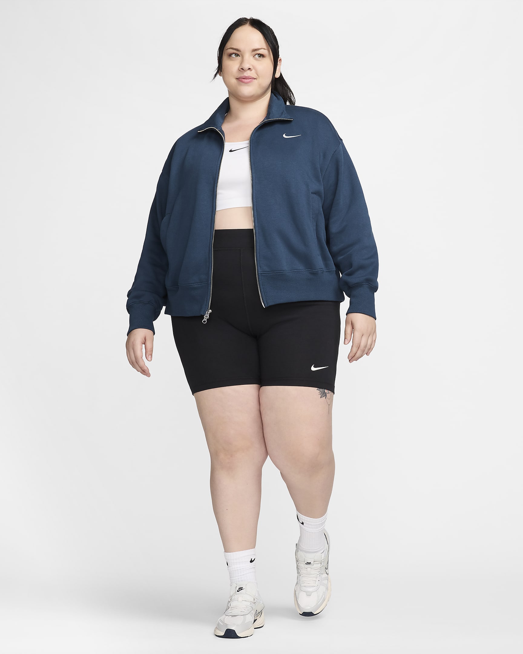 Nike Sportswear Phoenix Fleece Women's Oversized Track Jacket (Plus Size) - Armory Navy/Sail