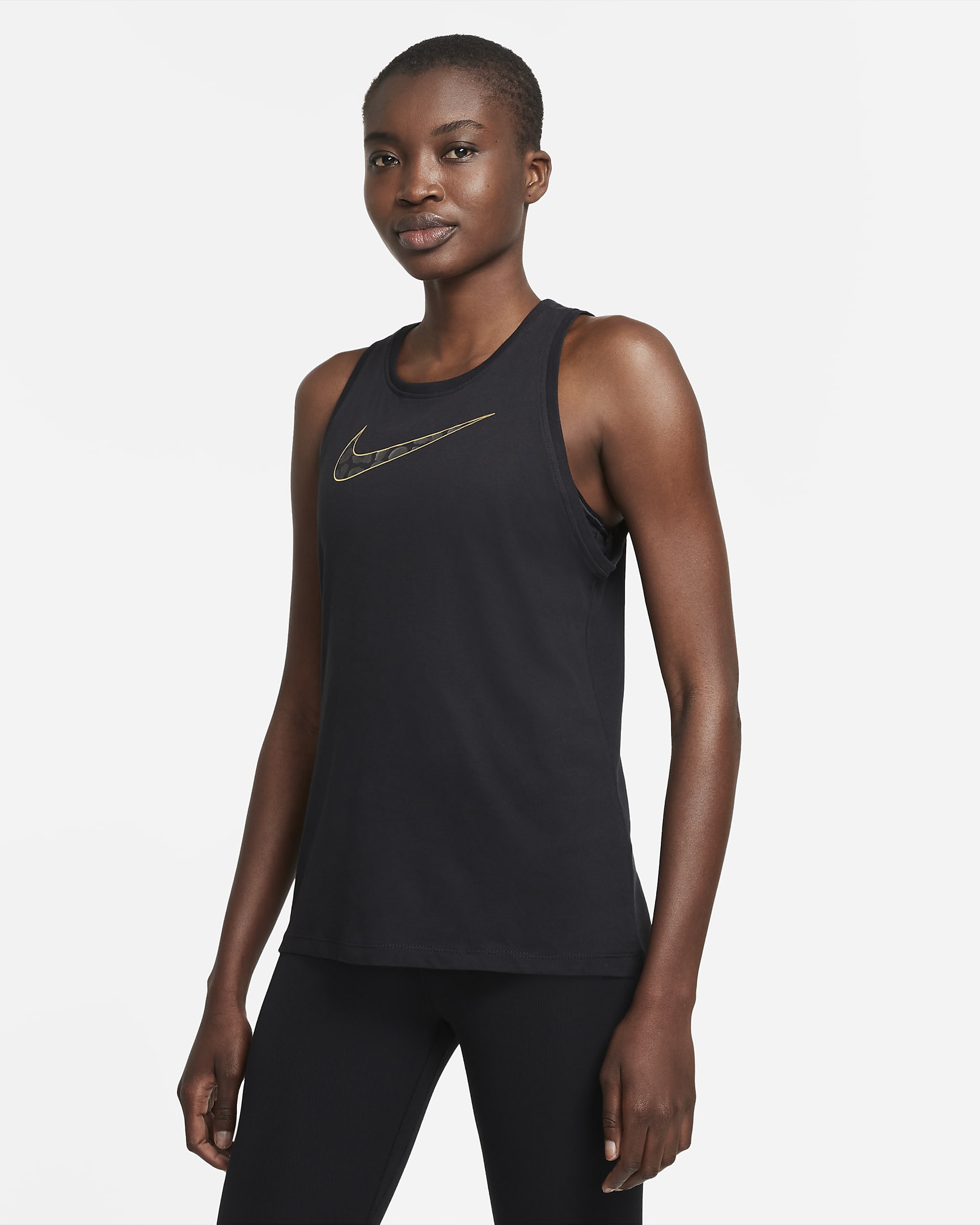 Nike Dri-FIT 女款圖樣訓練背心 - 黑色