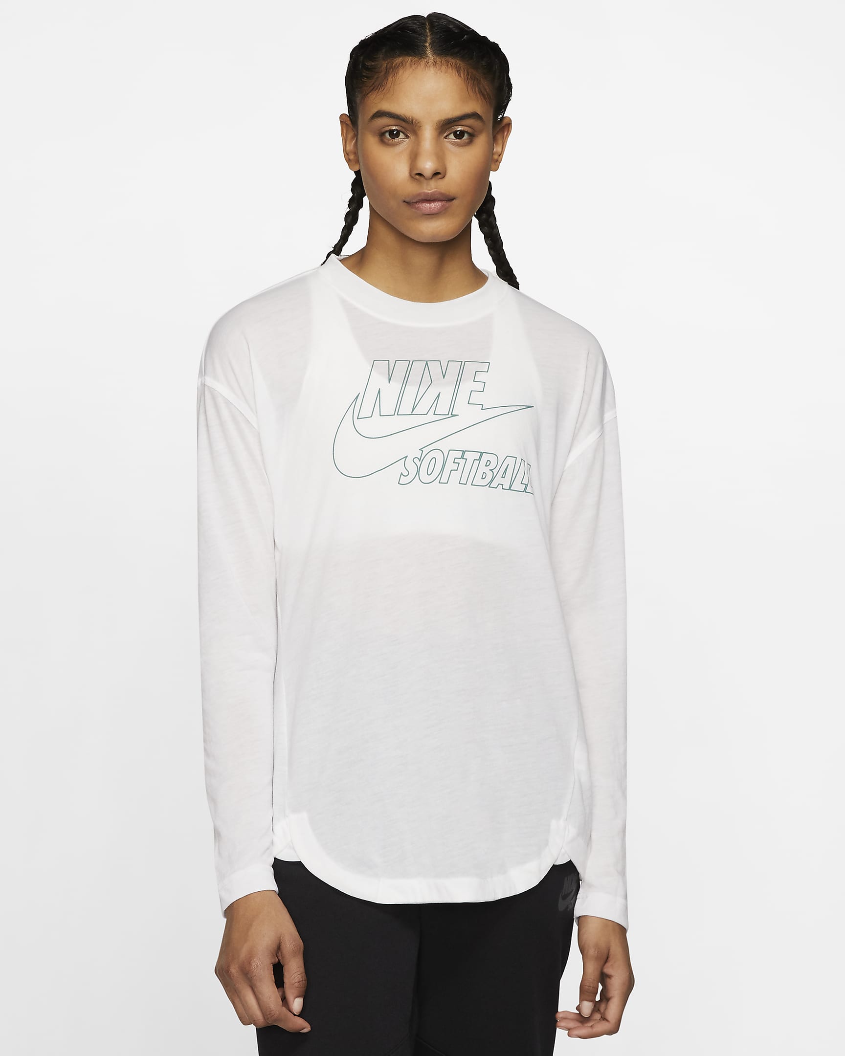 Nike Breathe Women's Long-Sleeve Softball Top - Team White/Bicoastal