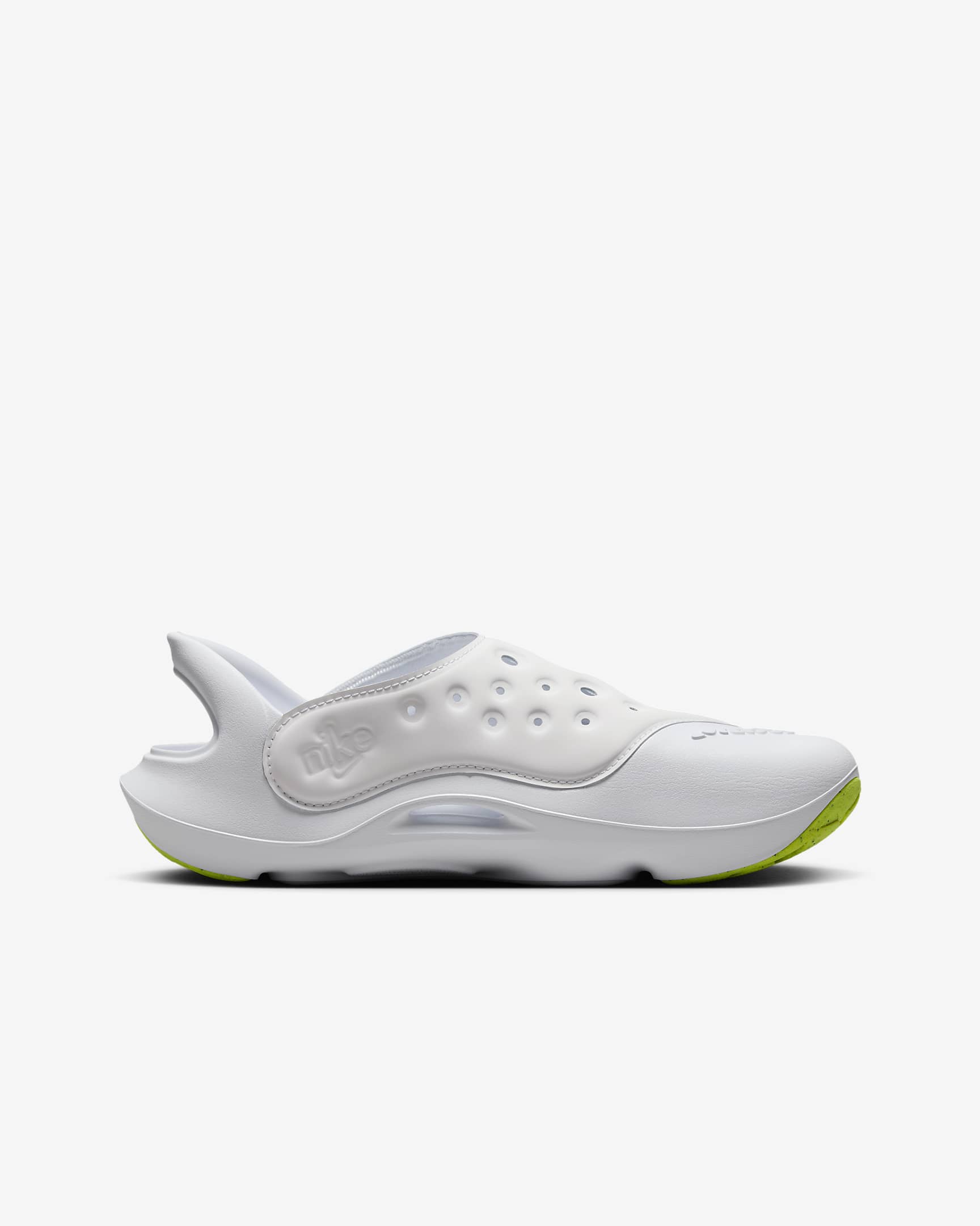 Sandalias para niños grandes Nike Aqua Swoosh - Blanco/Platino puro/Volt