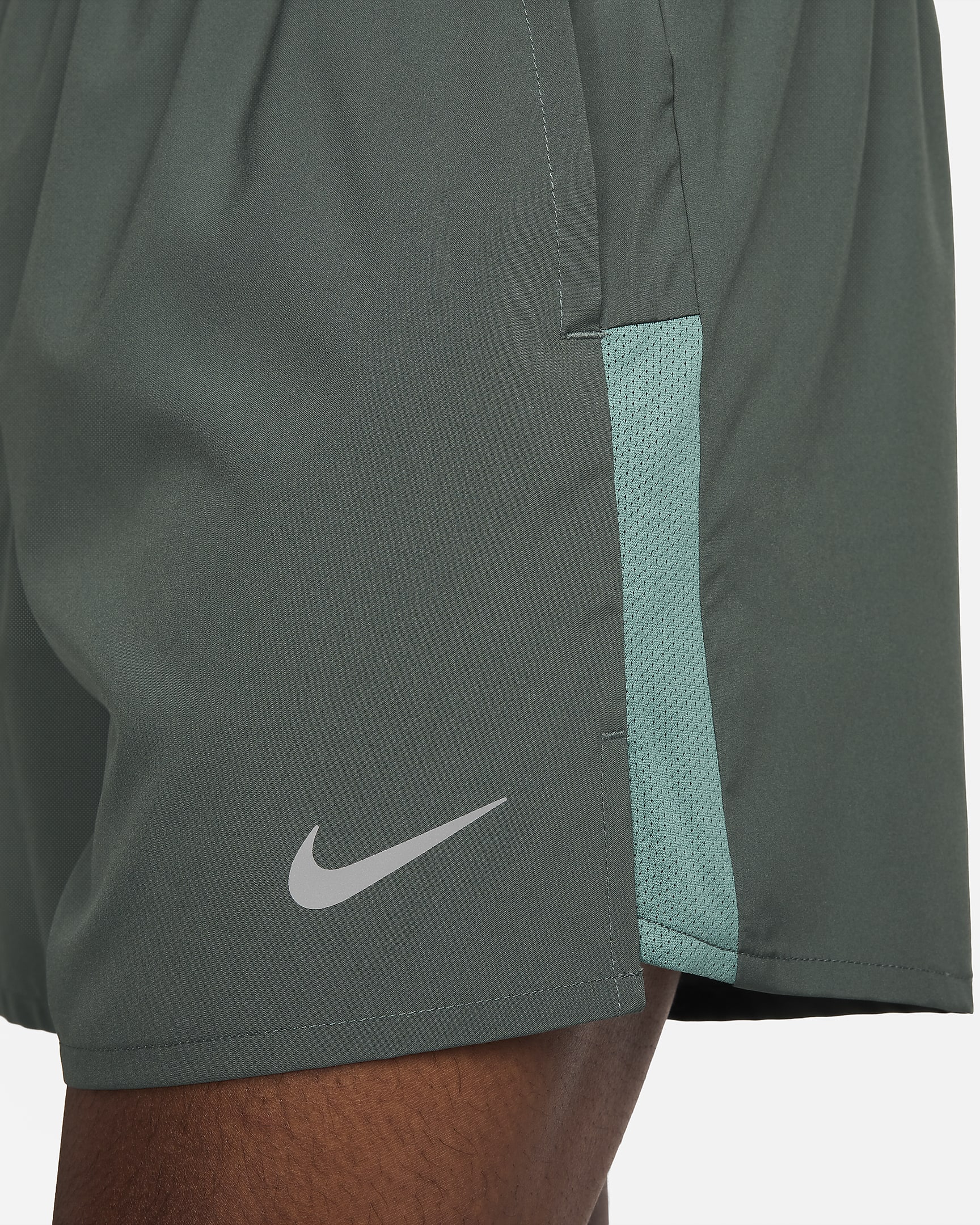 Nike Challenger Men's Dri-FIT 13cm (approx.) Brief-lined Running Shorts - Vintage Green/Bicoastal/Black