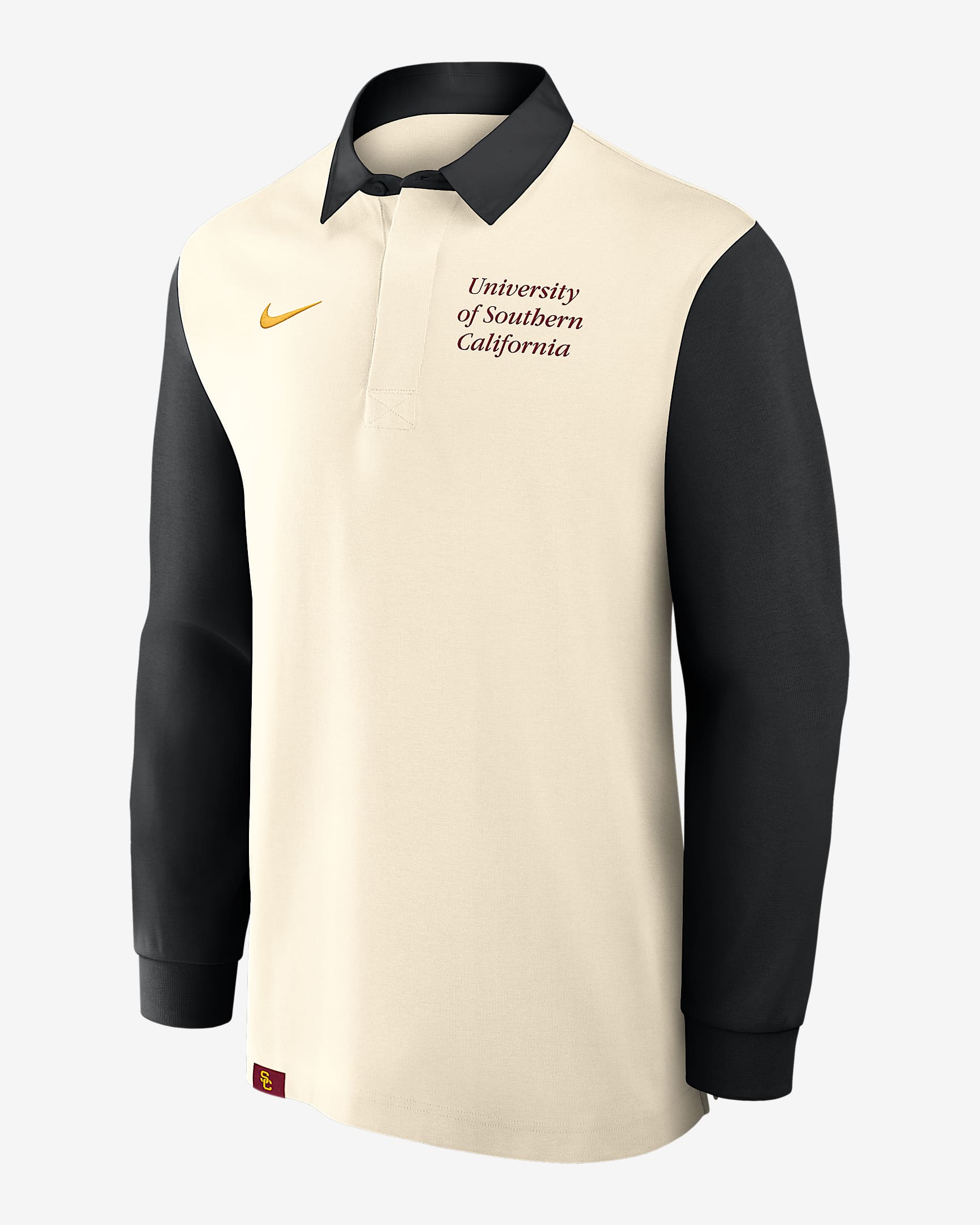 Playera de manga larga universitaria Nike para hombre USC Rugby - Tostado/Beige