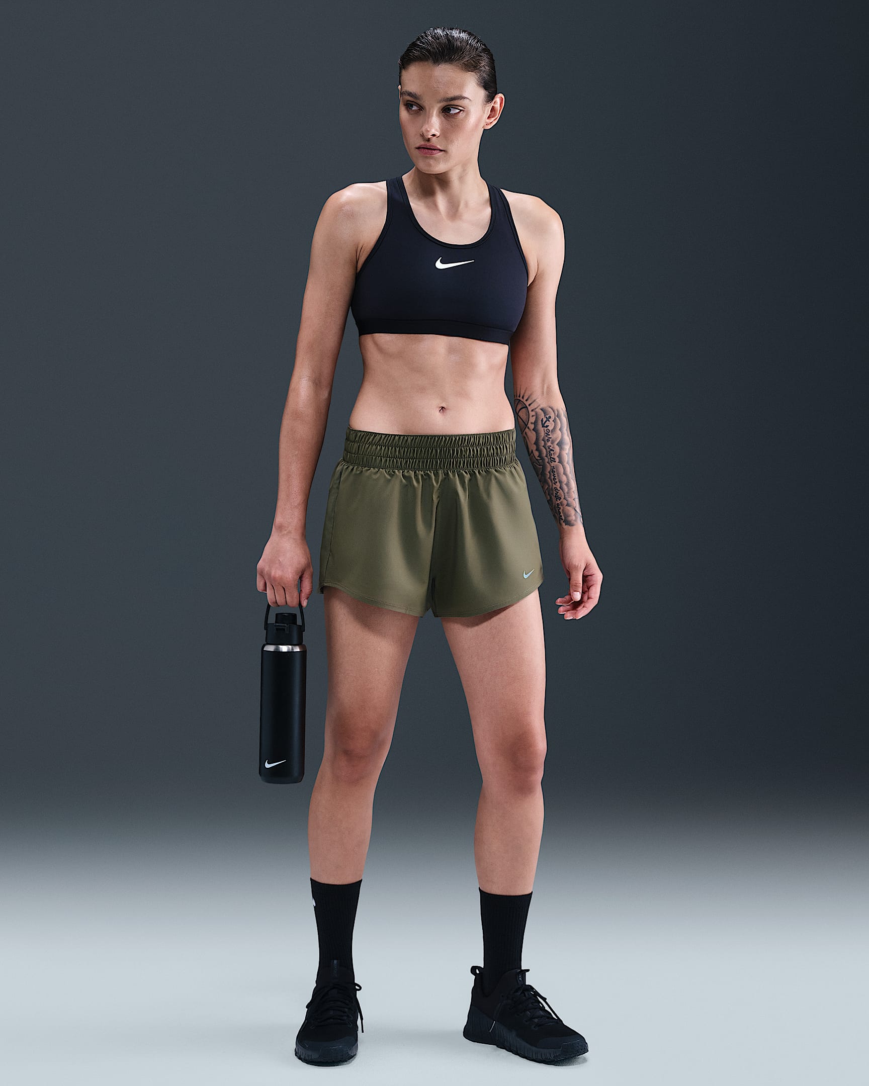 Nike One Women's Dri-FIT Mid-Rise 8cm (approx.) Brief-Lined Shorts - Medium Olive