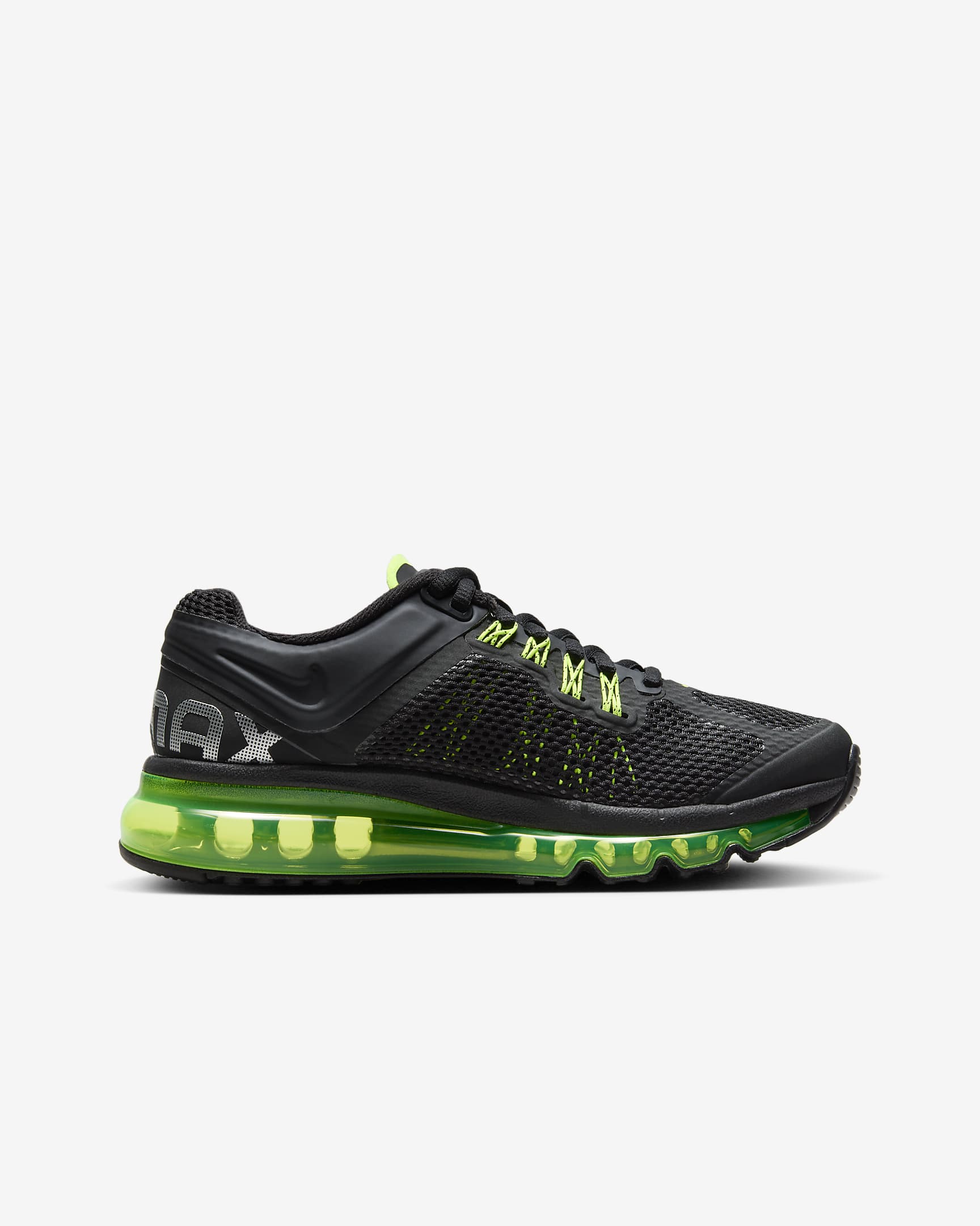 Nike Air Max 2013 Big Kids' Shoes - Black/Volt/Metallic Silver