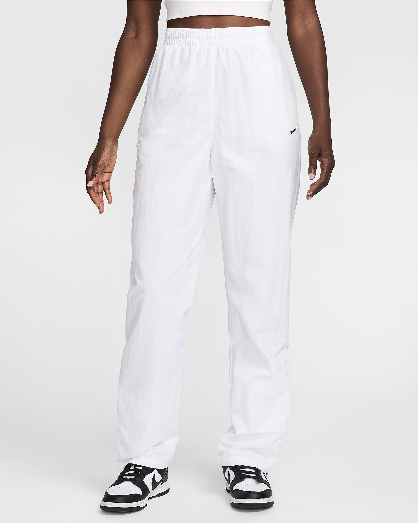 Nike Sportswear Essential Women's UV High-Waisted Open-Hem Zip Trousers - White/Black