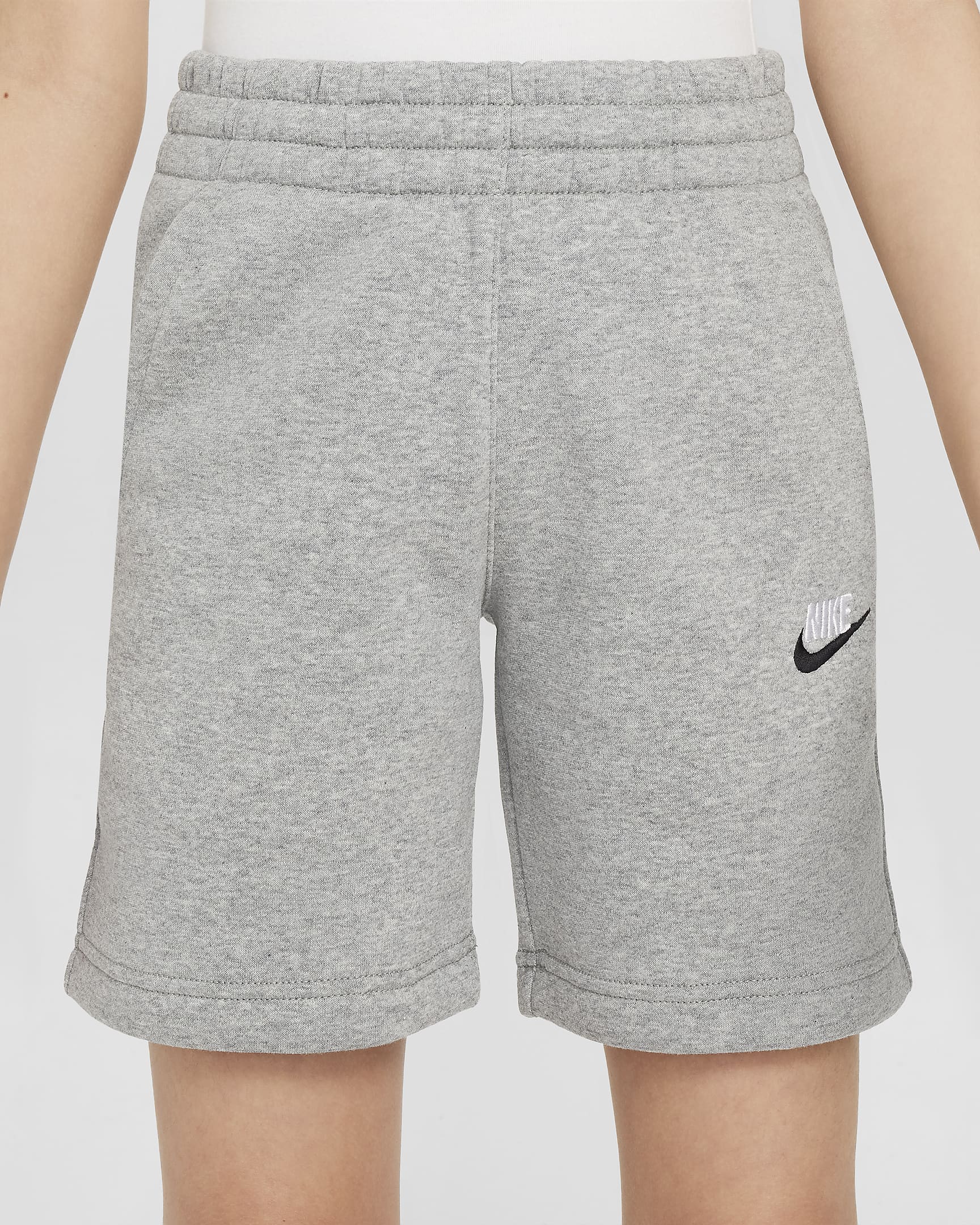 Nike Sportswear Club Fleece Older Kids' Tracksuit Shorts Set - Dark Grey Heather/Base Grey/Black/White