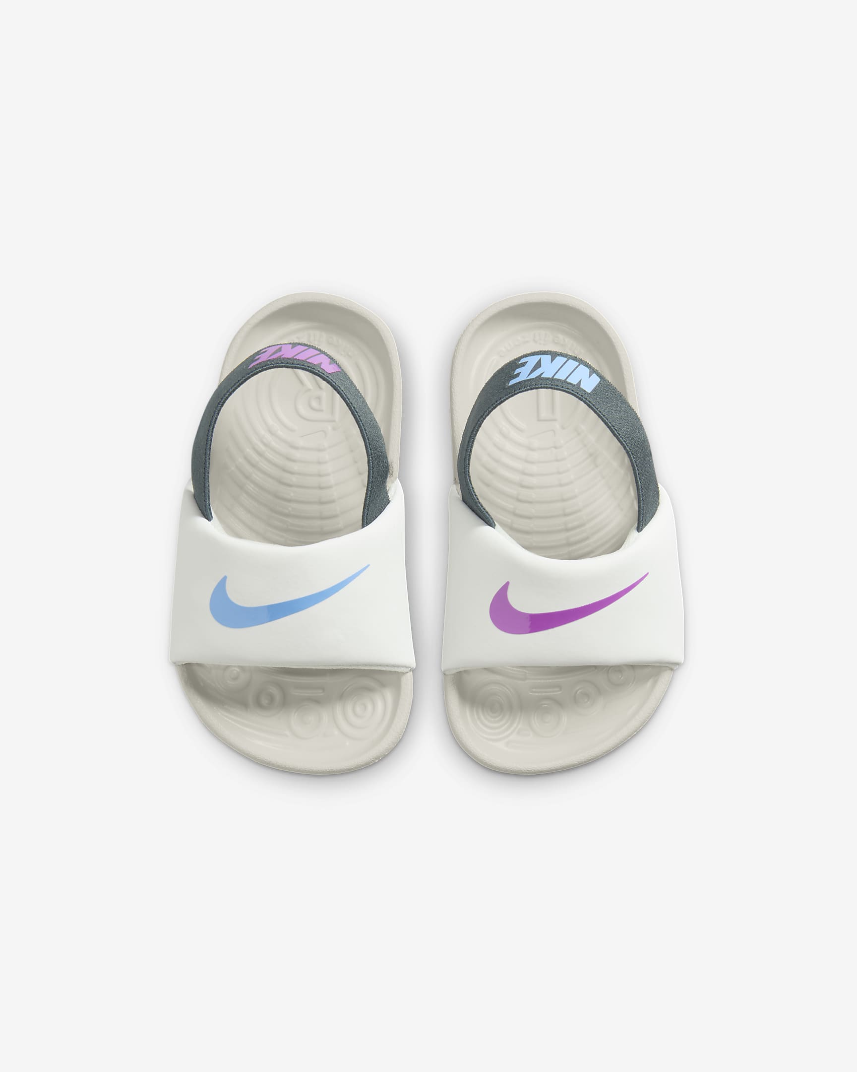 Chanclas para bebé e infantil Nike Kawa - Blanco cumbre/Azul universitario/Hueso claro/Hipervioleta