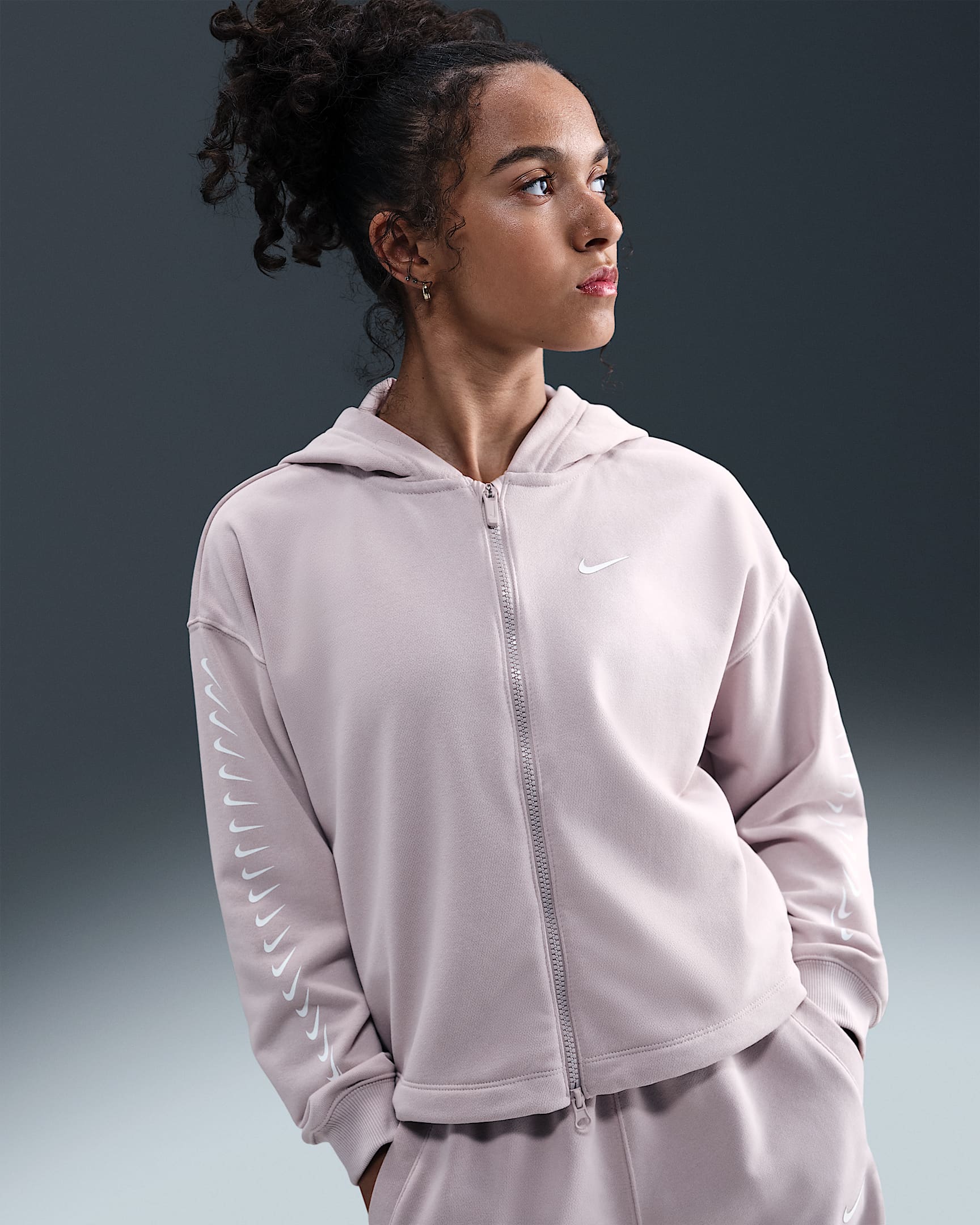 Nike Sportswear Dri-FIT Fleece-Hoodie (Mädchen) - Platinum Violet/Weiß
