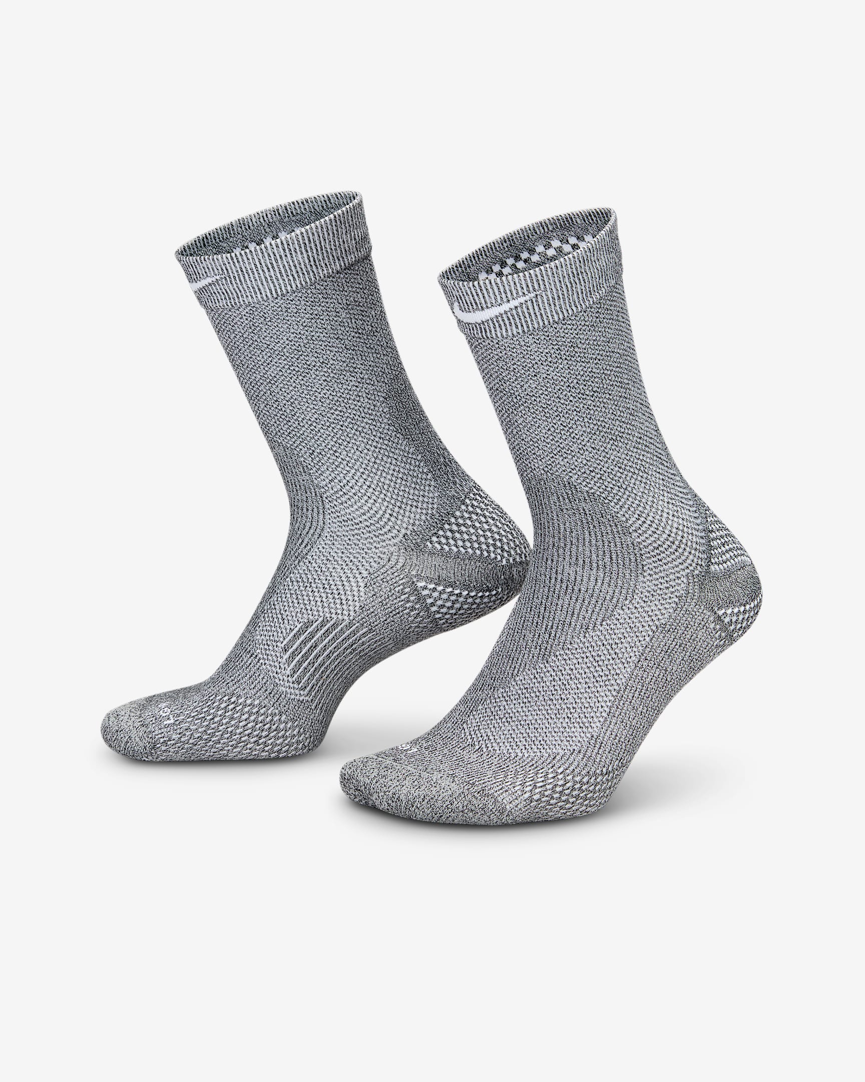 Nike Running Lightweight Crew Socks (1 Pair) - Dark Smoke Grey/Pure Platinum/Light Smoke Grey/White