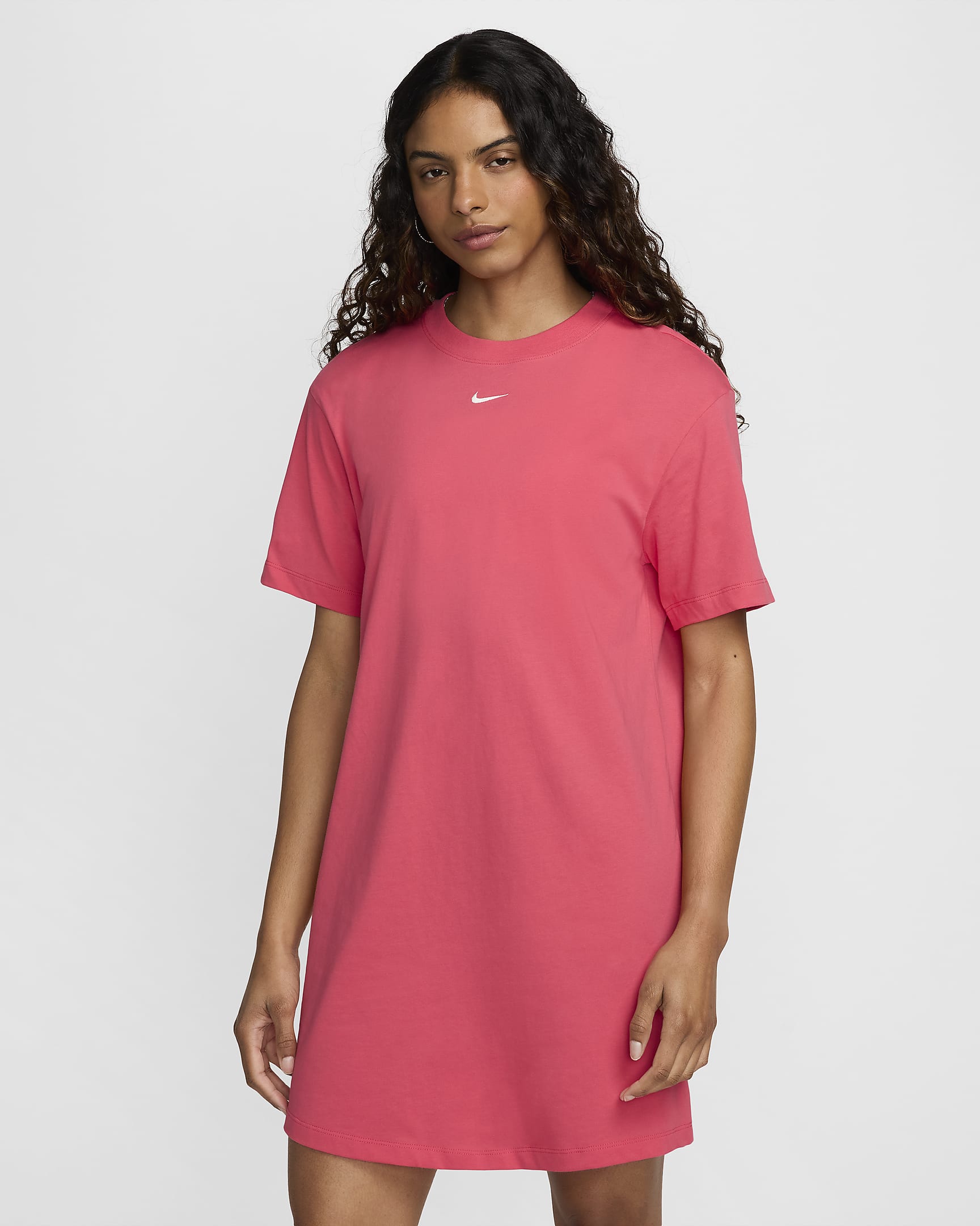 Vestido tipo playera oversized para mujer Nike Sportswear Chill Knit - Rosa margarita/Vela
