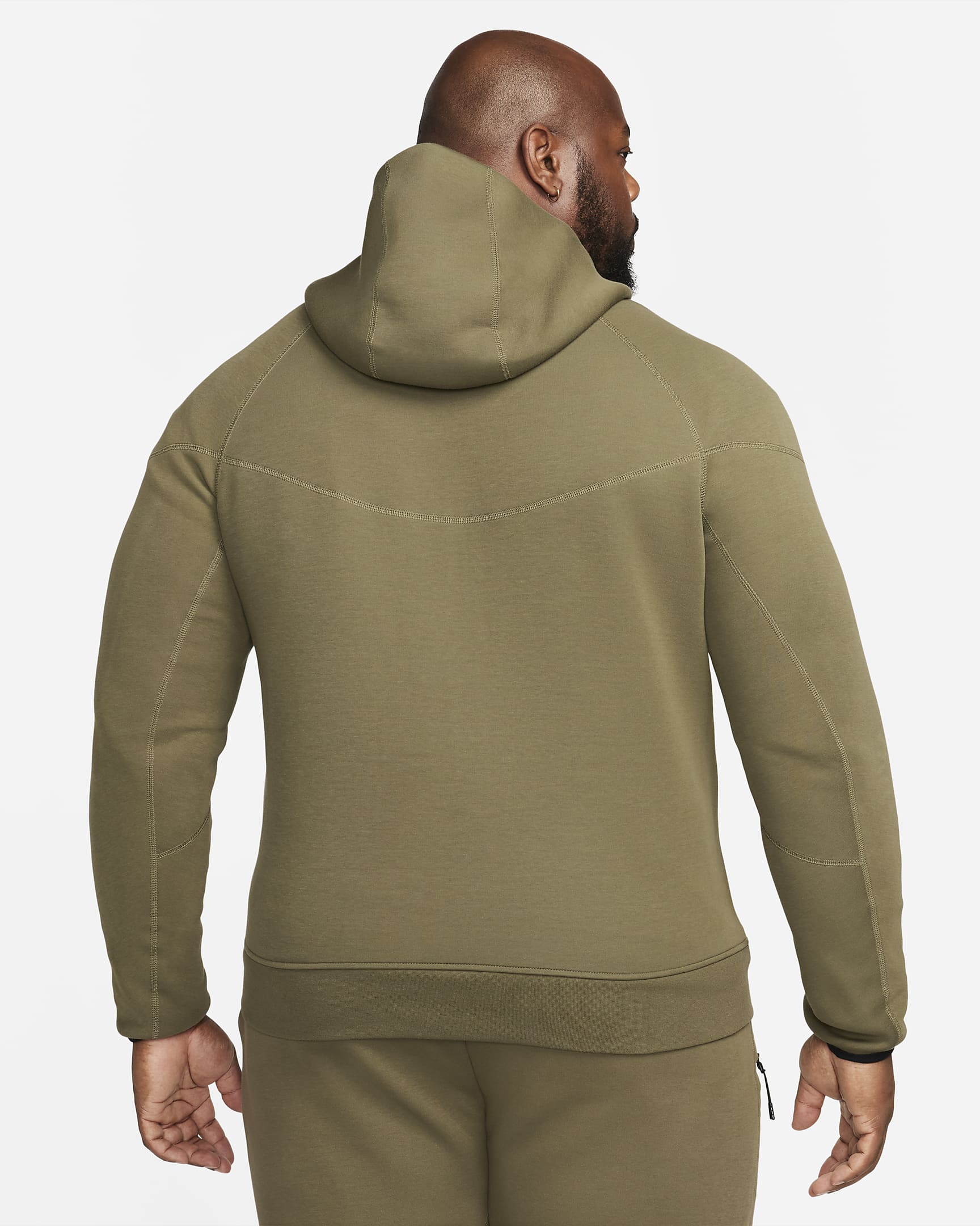 Nike Sportswear Tech Fleece Windrunner cipzáras, kapucnis férfipulóver - Medium Olive/Fekete