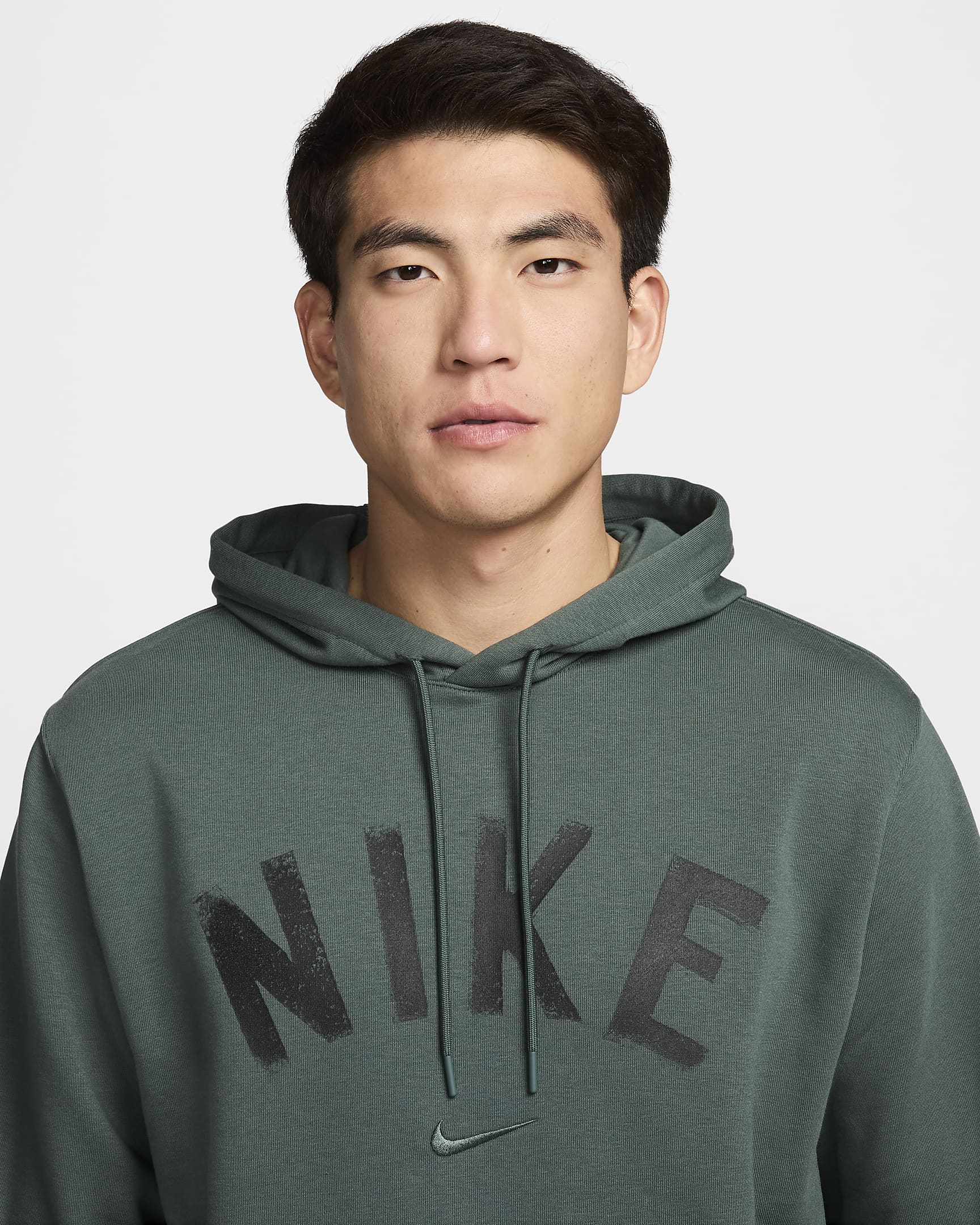 Sweat à capuche de fitness en molleton Dri-FIT Nike Swoosh pour homme - Vintage Green/Vintage Green/Heather/Noir