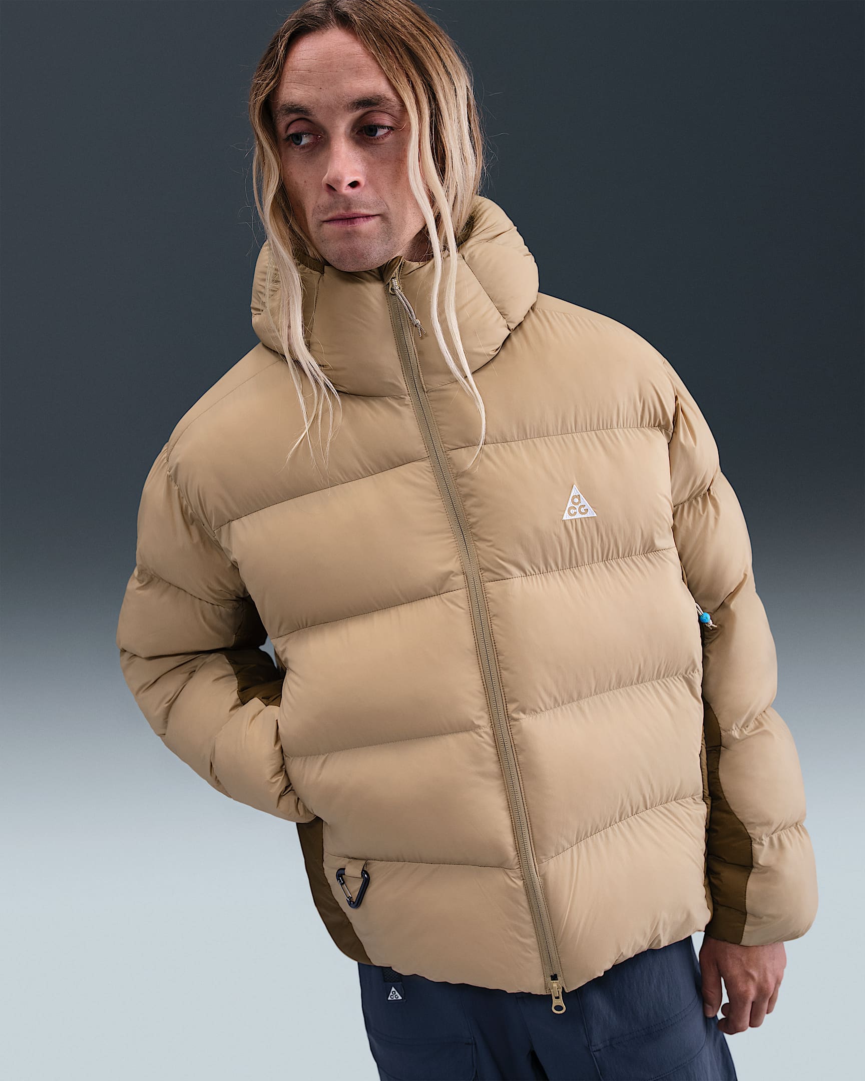 Nike ACG 'Lunar Lake' PrimaLoft® Men's Therma-FIT ADV Loose Hooded Jacket - Parachute Beige/Mosswood Brown/Light Khaki/Summit White