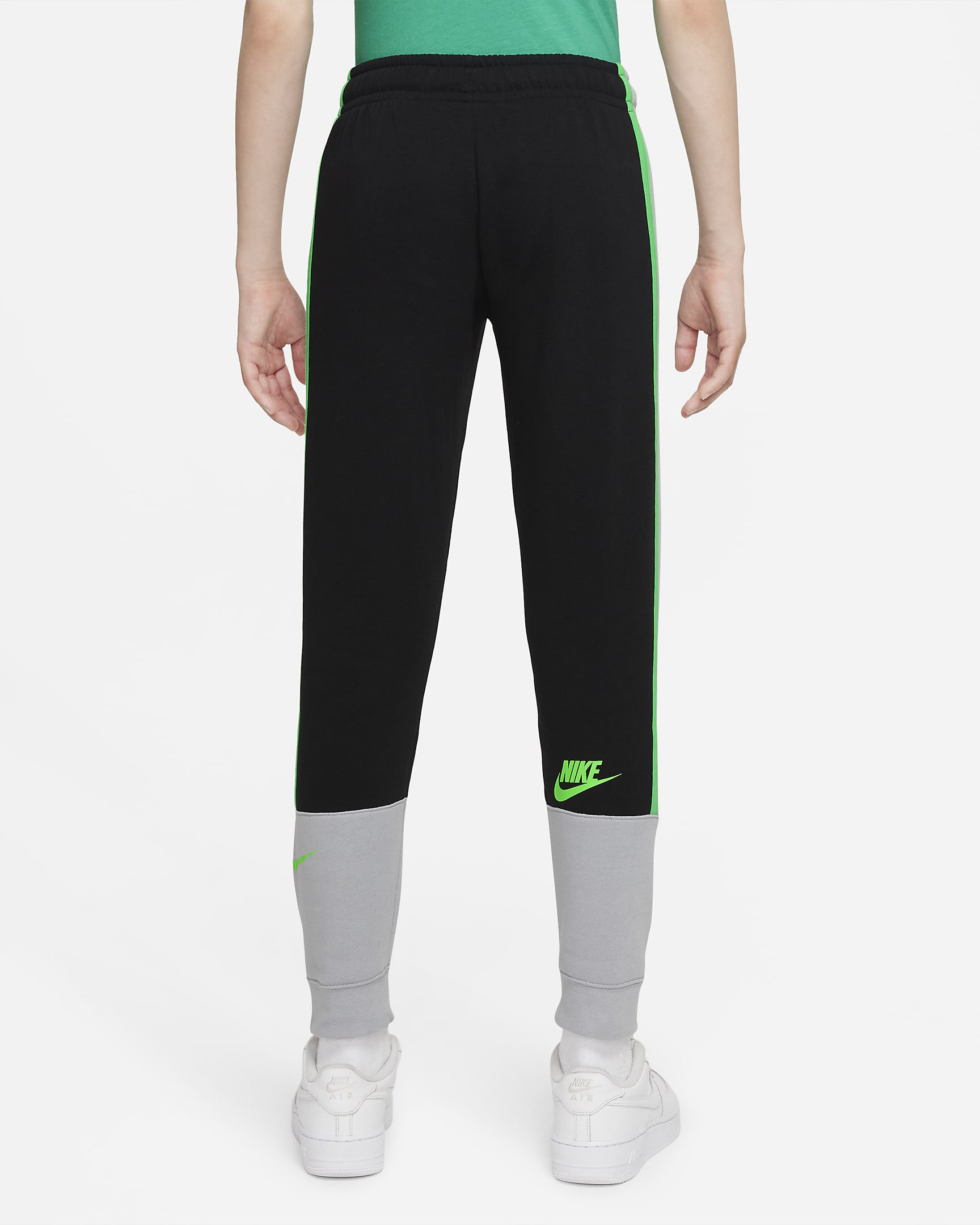 Nike Sportswear Amplify Big Kids' (Boys') Pants - Black/Light Smoke Grey/Light Green Spark/Green Strike